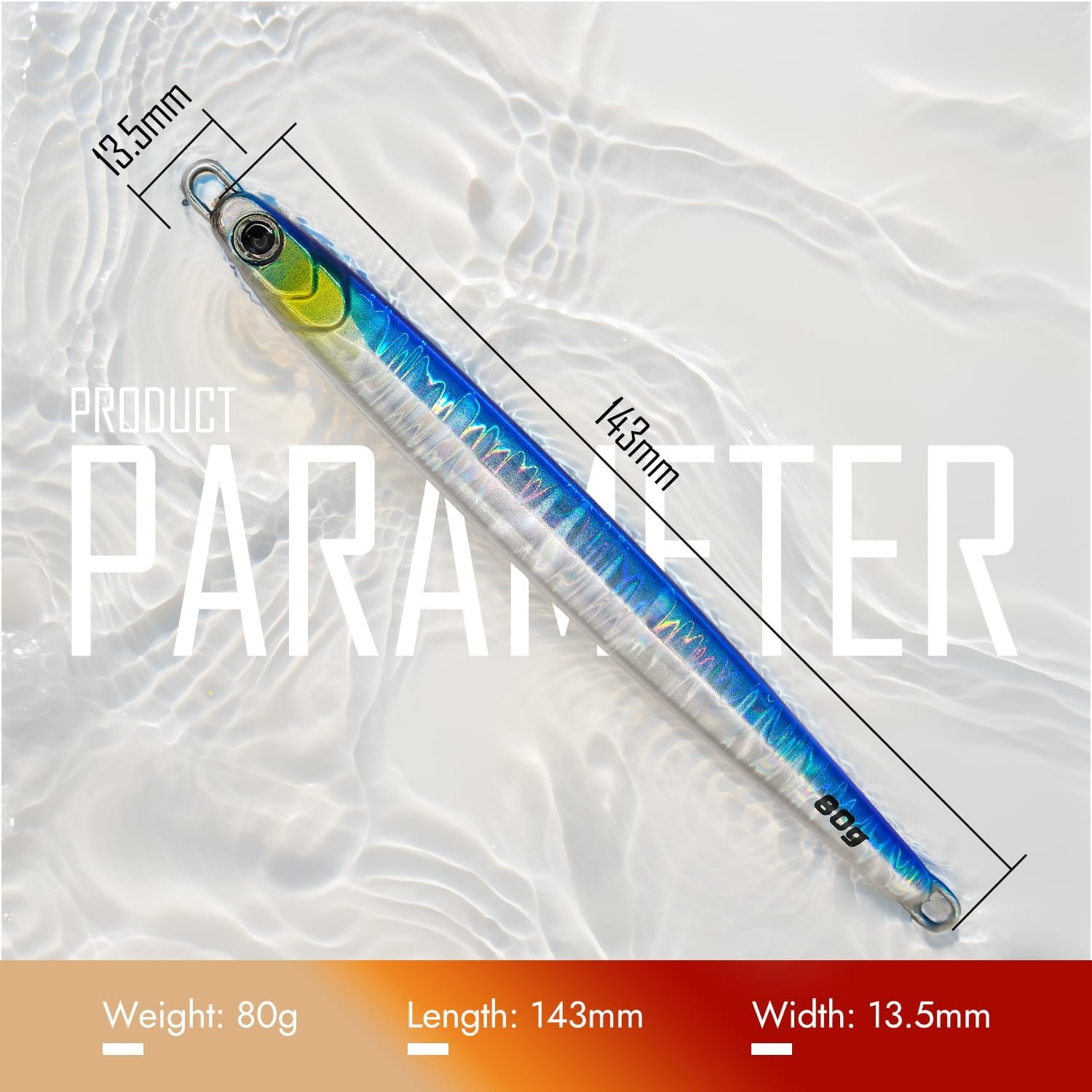 Saltwater Fishing Jigs 2.28Oz/80G, Speed Jig, Luminous Slow Pitch Jigs, Metal Vertical Jigging for Tuna, Salmon, Sailfish, Striped Bass, Grouper Snapper, Kingfish, 3PCS image number 4