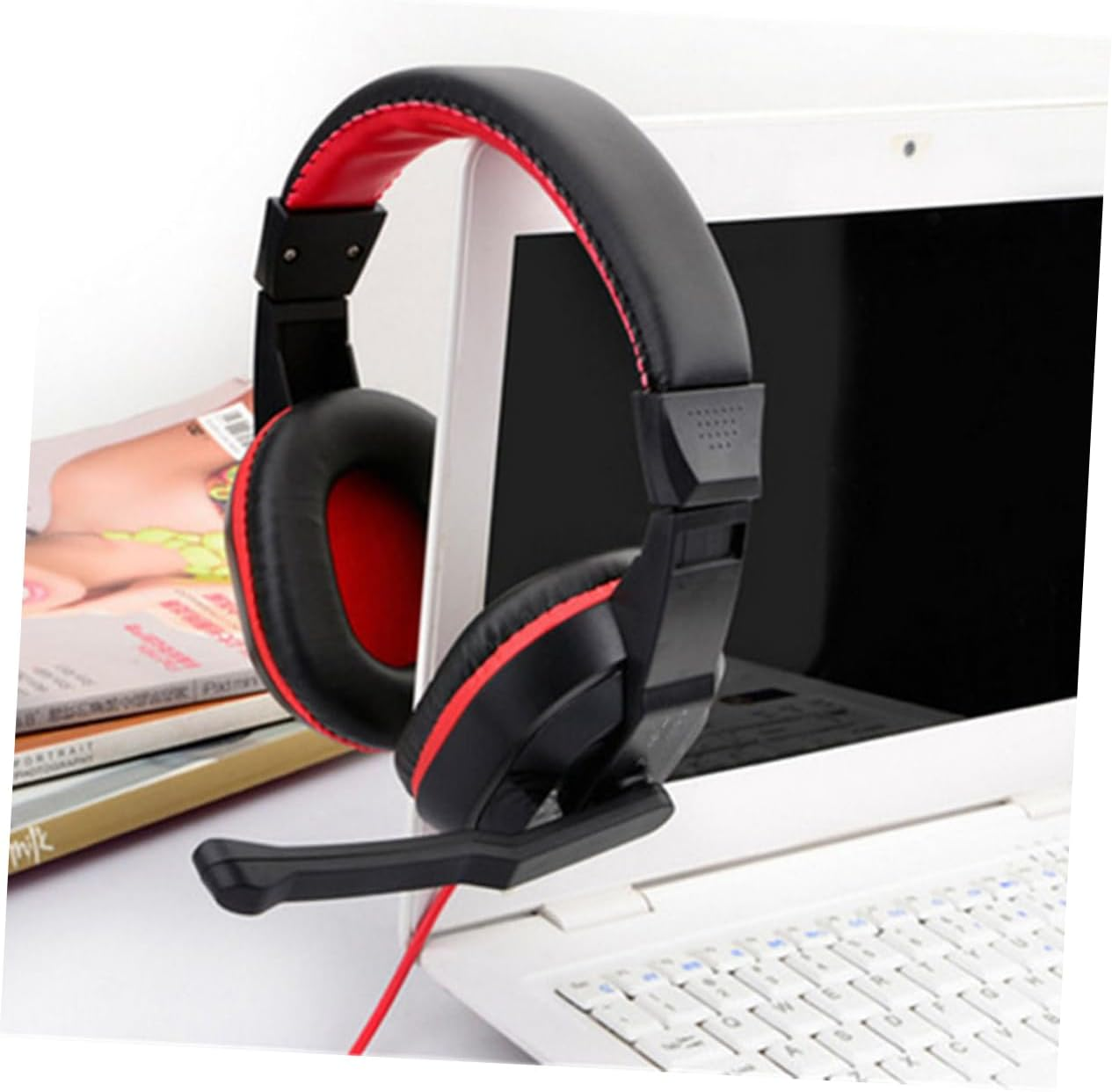 FONDOTIN Wired Adjustable Gamer Headphones with Mic PC Headset for Gaming and Studio Use Over-Ear Stereo Headphones with Noise-Canceling Microphone Suitable for Laptop and Desktop Random Color image number 4