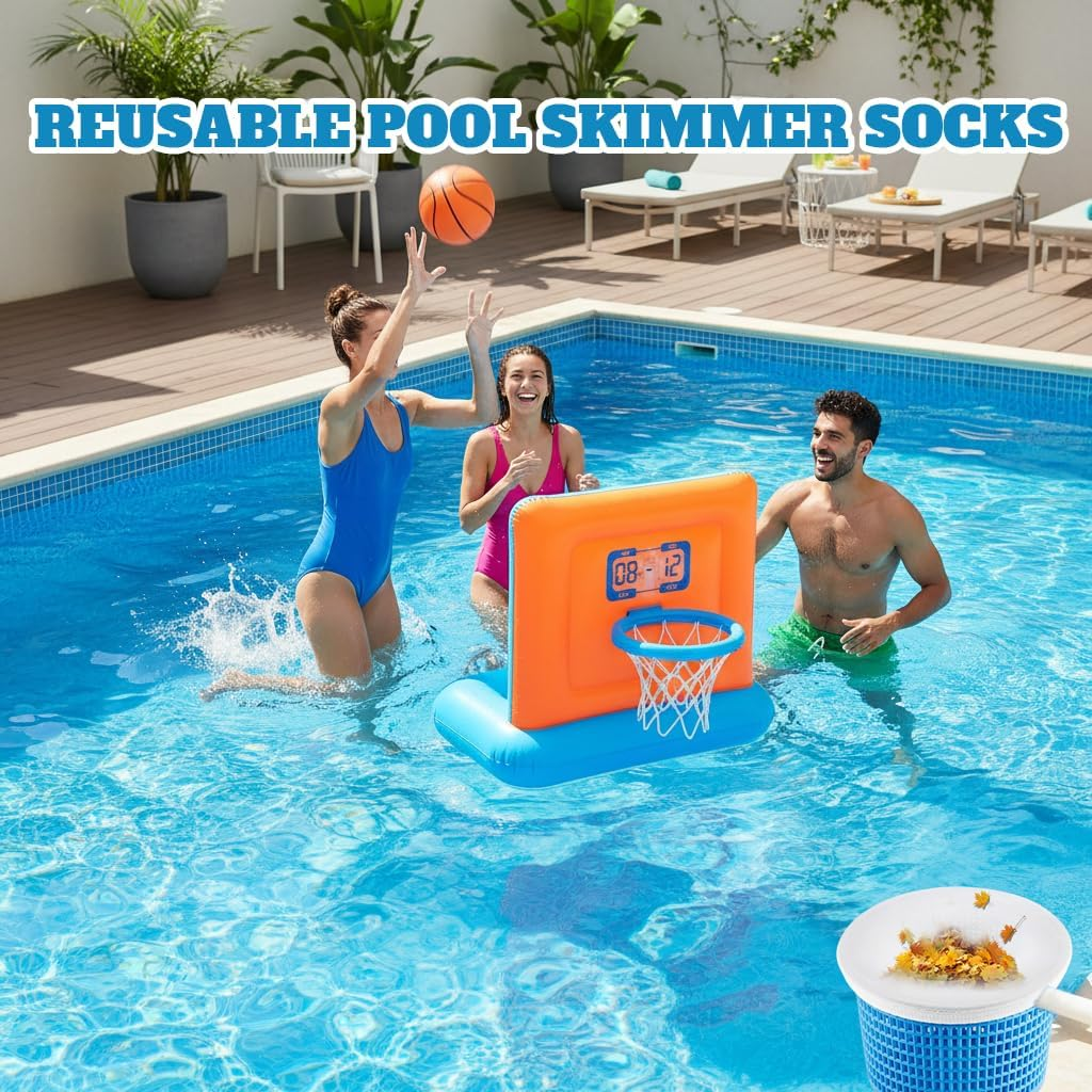 30 Pack Reusable Pool Skimmer Socks - Ultra Fine Mesh Pool Filter Socks for Leaves, Hair, Grass & Sand, Fits Most Skimmer Baskets for Pool and Spa (White) (30-Pack) image number 2