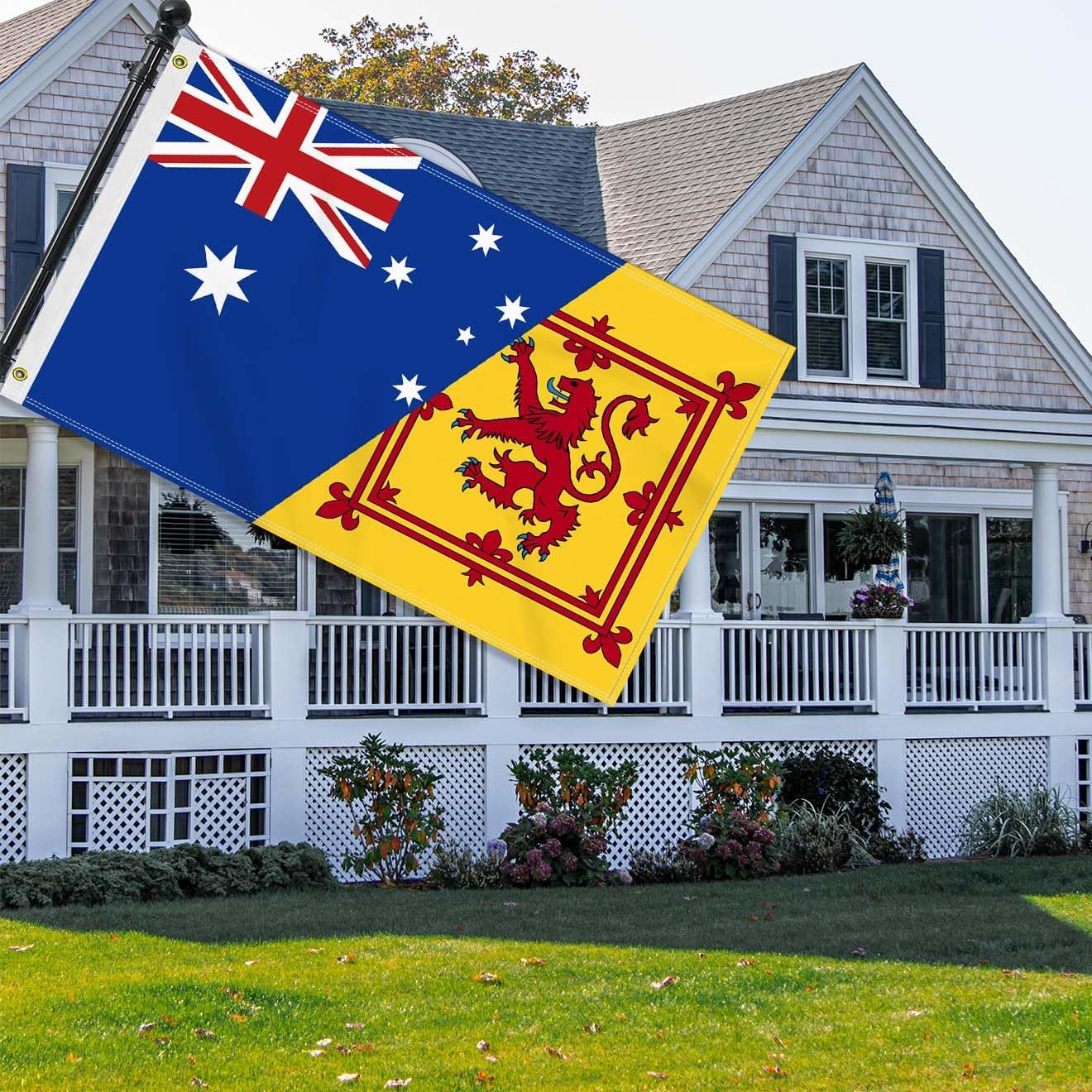 Large 3&times;5 FT Scottish Lion Australia Friendship Flag, Big Scotland Rampant Australian 150D National 2 in 1 Outdoor Banner,Decorgarden with Brass Gromment image number 1