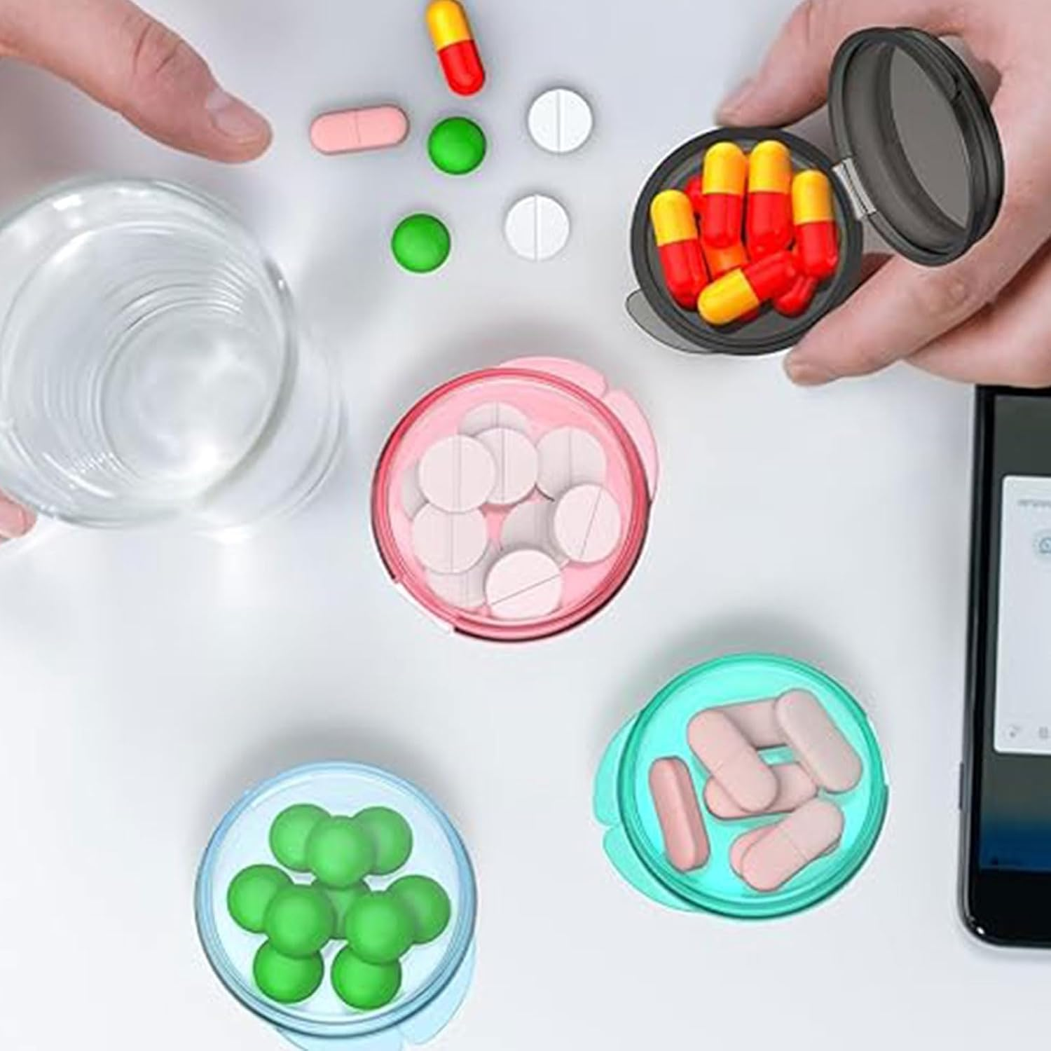 Small Pill Box 3 Pack - Daily Mini Pill Organizer Portable for Purse and Pocket, Travel Pill Case Medicine Storage Container with Compact Small Pill Box and Secure Pill Holder Design, Black image number 2