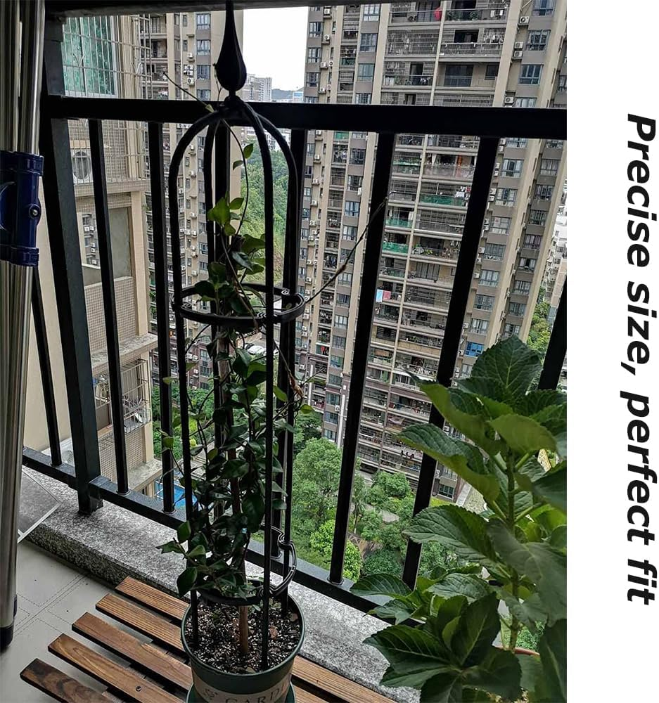Plant Climbing Tower Frame, Metal Garden Obelisk, Portable Flowers Steel Frame, Coated Metal Plant Cages & Supports, round Garden Trellis for Indoor Flowers, Pots, Vines (Black, 20 * 20 * 90 CM) image number 5