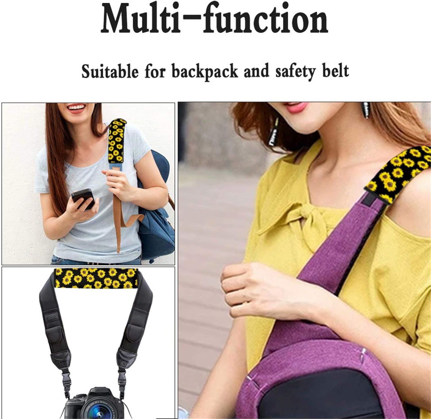 Dolyues Animal Leopard Print Car Seat Belt Cover Seatbelt Pads for Women Adults, All Season Universal Funny Shoulder Strap Padding for Vehicle, SUV, Full Set of 2, Tote Bags Scratchproof - Butterfly Moon image number 3