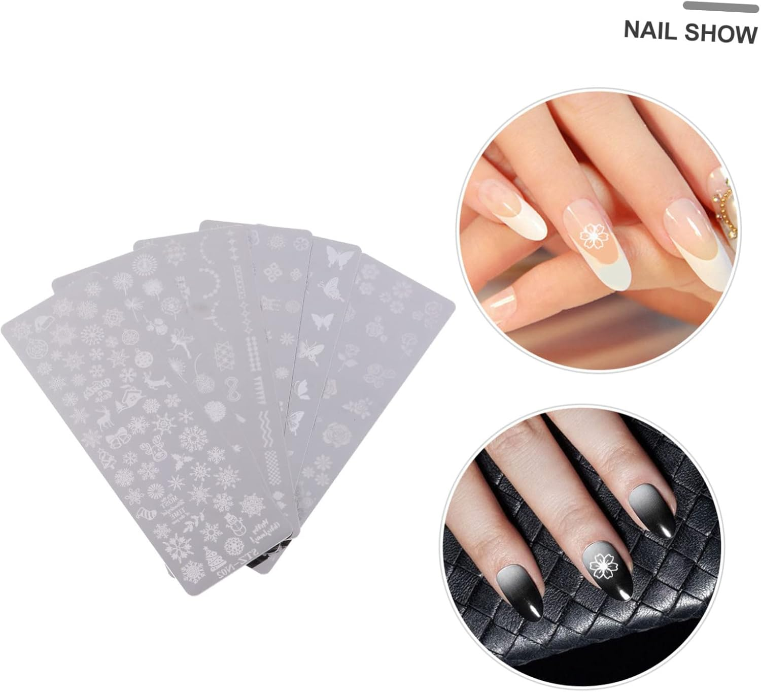 DEARMAMY 6Pcs Christmas Nail Manicure Templates Stamping Plates Reusable Delicate Nail Art Decals for DIY Holiday Decoration image number 2