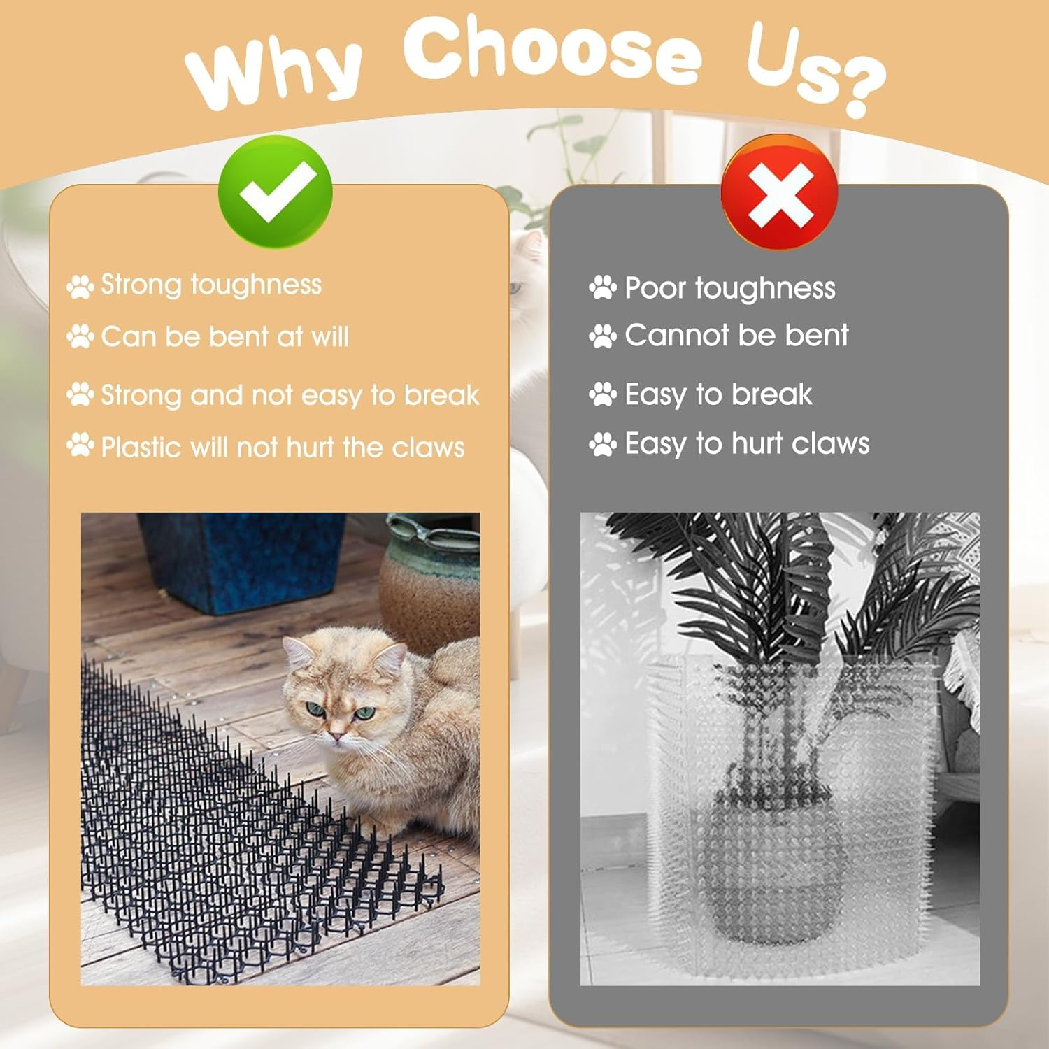 Cat Deterrent Mat 12Pcs Repellent Mat for Cat Indoor anti Cats Spikes with 8 Nails Scat Mat Outdoor Mats for Garden and Fence Cats Stopper Network image number 1