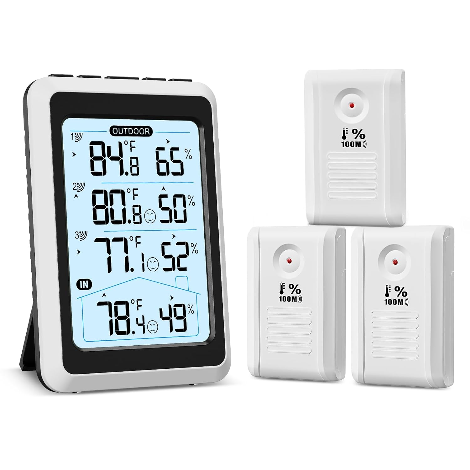 AMIR Wireless Weather Station, Digital Thermometer Hygrometer Indoor Outdoor with 3 Remote Sensors, Max/Min Record, Backlight, Temperature Gauge Humidity Monitor for Patio, Home, Garage, Greenhouse image number 5