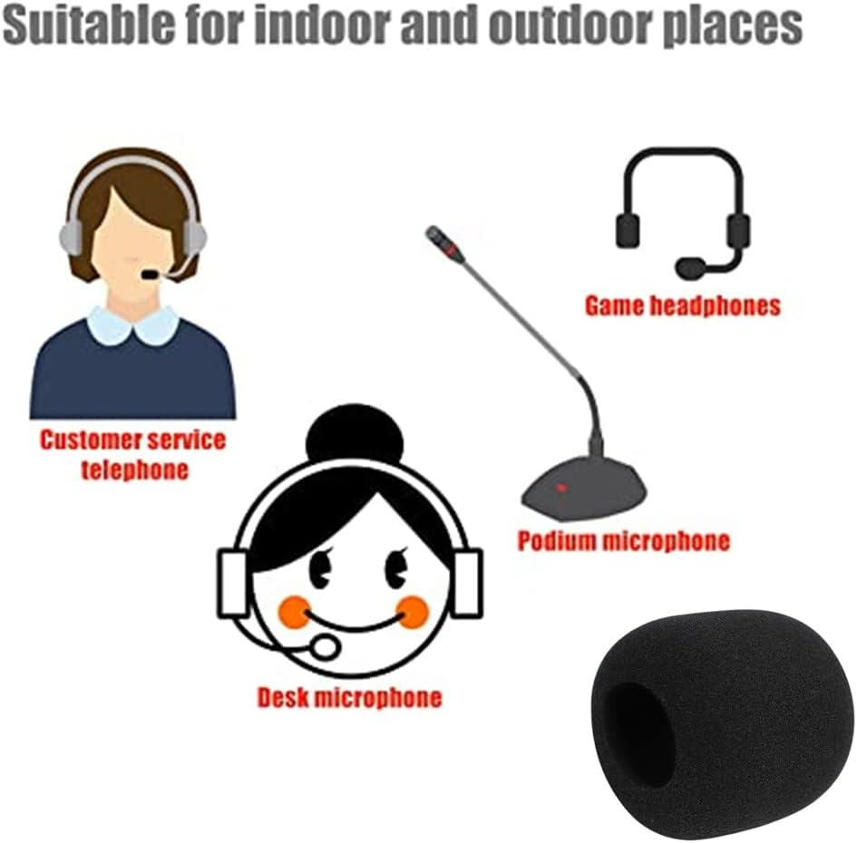 20 Pcs Foam Mic Cover, Black Mini Microphone Headset Windscreen Sponge Foam Mic Cover(30X22X8 Mm)