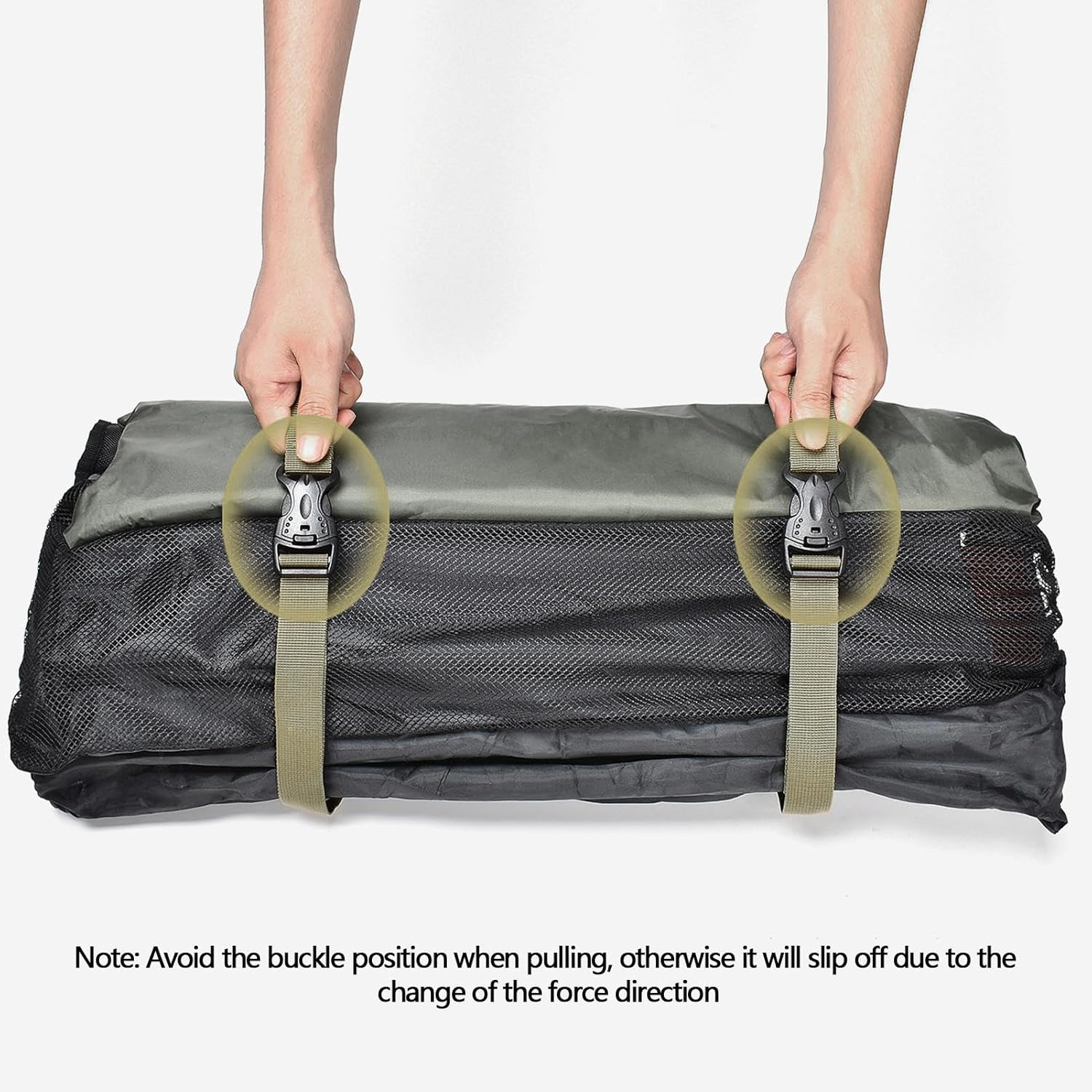 Buckle Packing Straps - Tie down Strap,Utility Strap with Buckle, Camping Gear Strap, Tie down Strap, Lashing Strap Adjustable for Sleeping Bag, Picnic Mat - Black image number 3