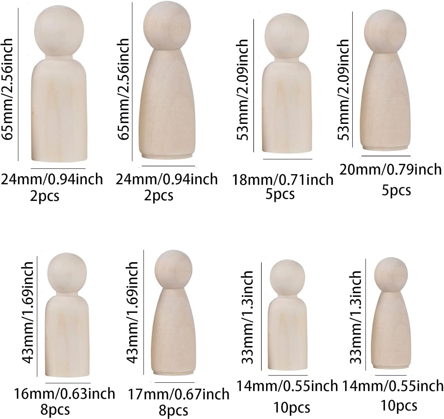 Aoozleny DIY Wooden Peg Dolls, Unfinished Peg People, Doll Bodies, Wooden Figures,Decorative Peg Doll People for DIY Art Craft, Painting, Peg Game, Home Party Decoration,50 Pack image number 6