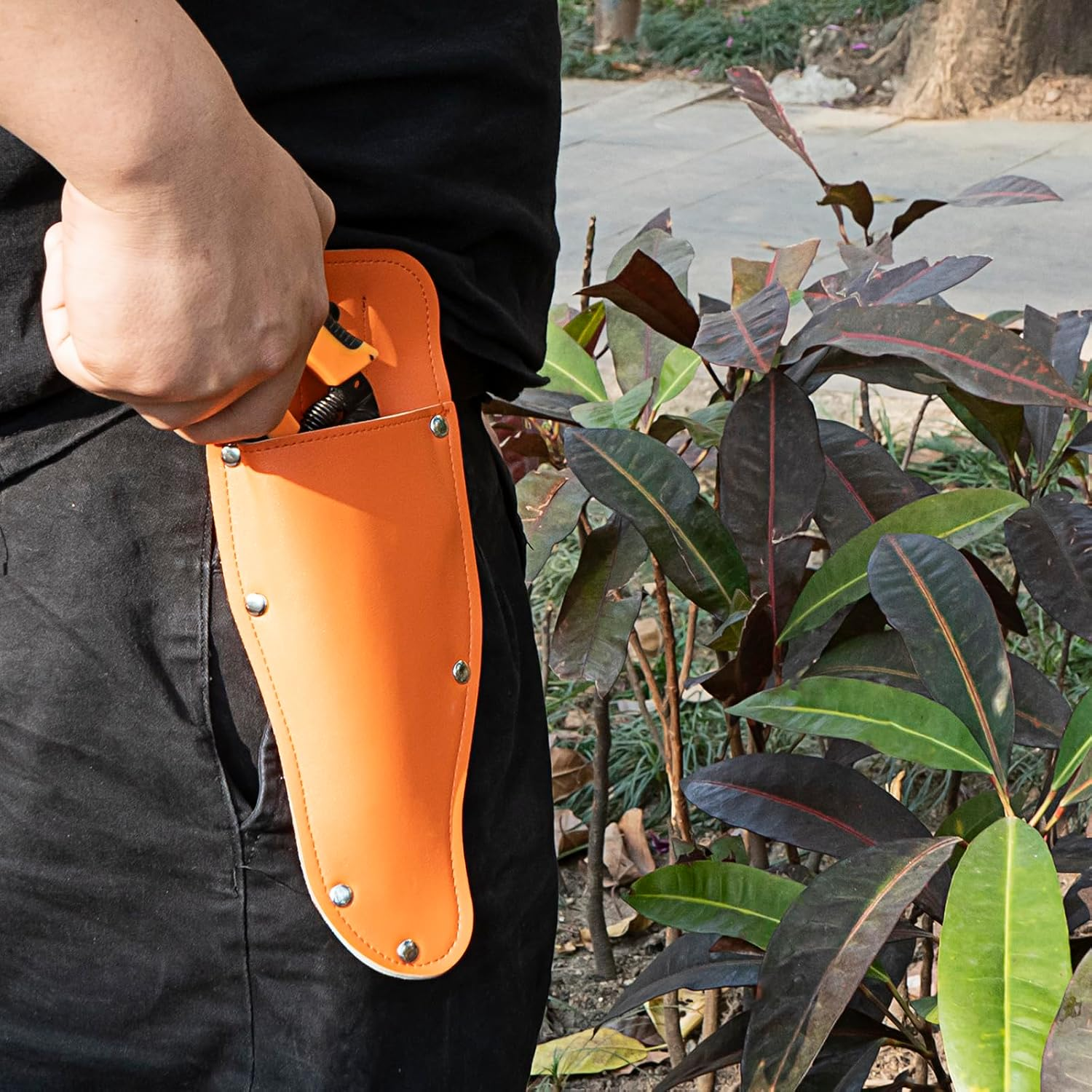 Black Pruning Shear Bag, Gardening Pruner Shears, Sheath Pruner, Sheath Protective Case, Pruning Shear Tool Belt Holder 9.84 X 3.93 X 0.74 Inches (Orange) image number 2
