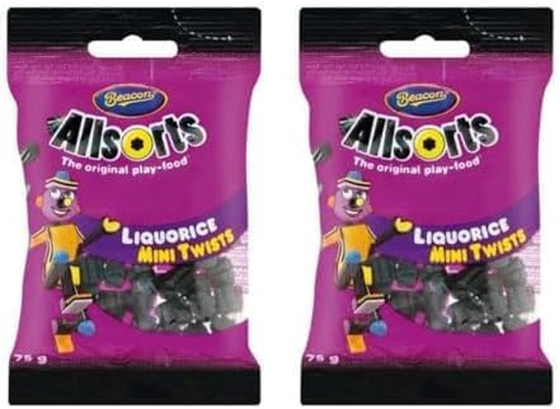 Beacon All Sorts Liquorice Mini Twists 75 G (Pack of 2)