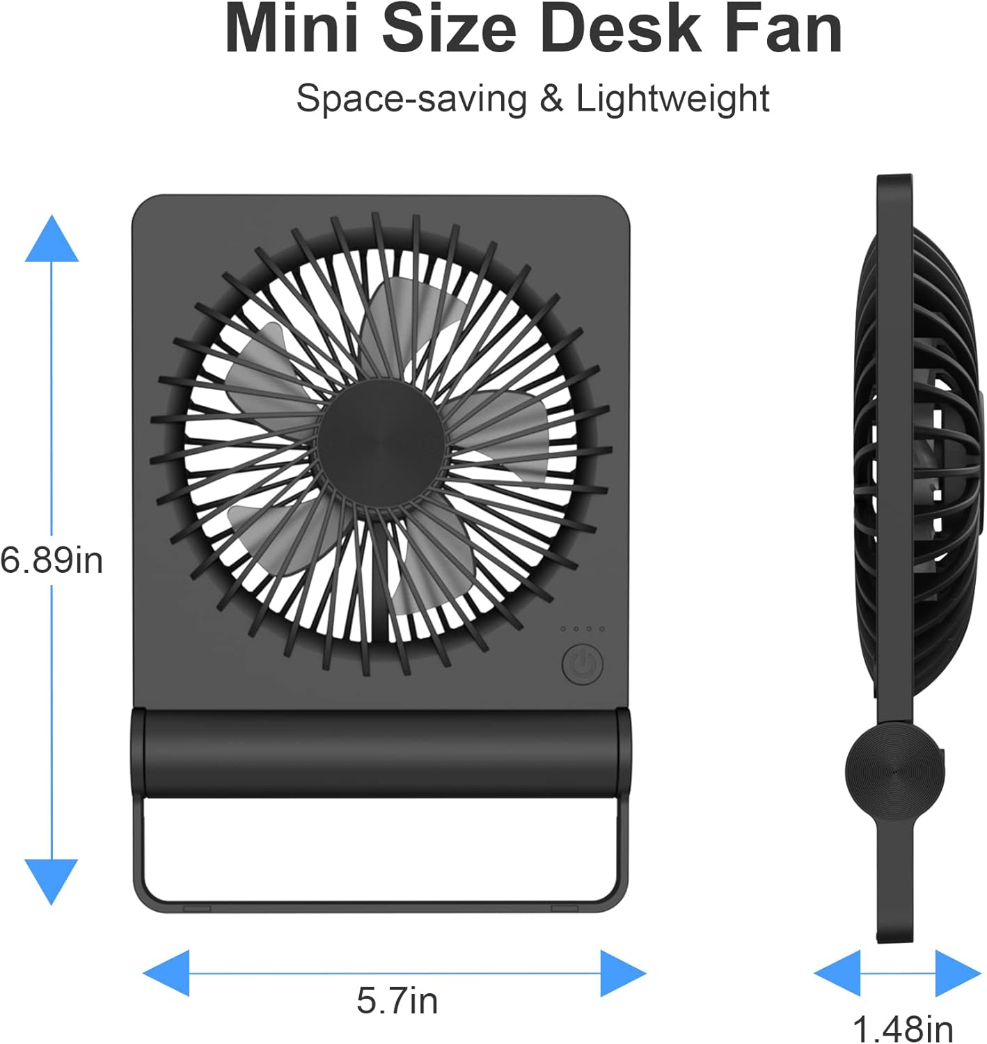 JOSTRY Desk Fan USB Powered with 3 Speeds Adjustable Strong Wind, Ultra Quiet Mini Personal Fan USB-C Corded Powered,220&deg; Tilt Folding Plug in USB Fan - White image number 3