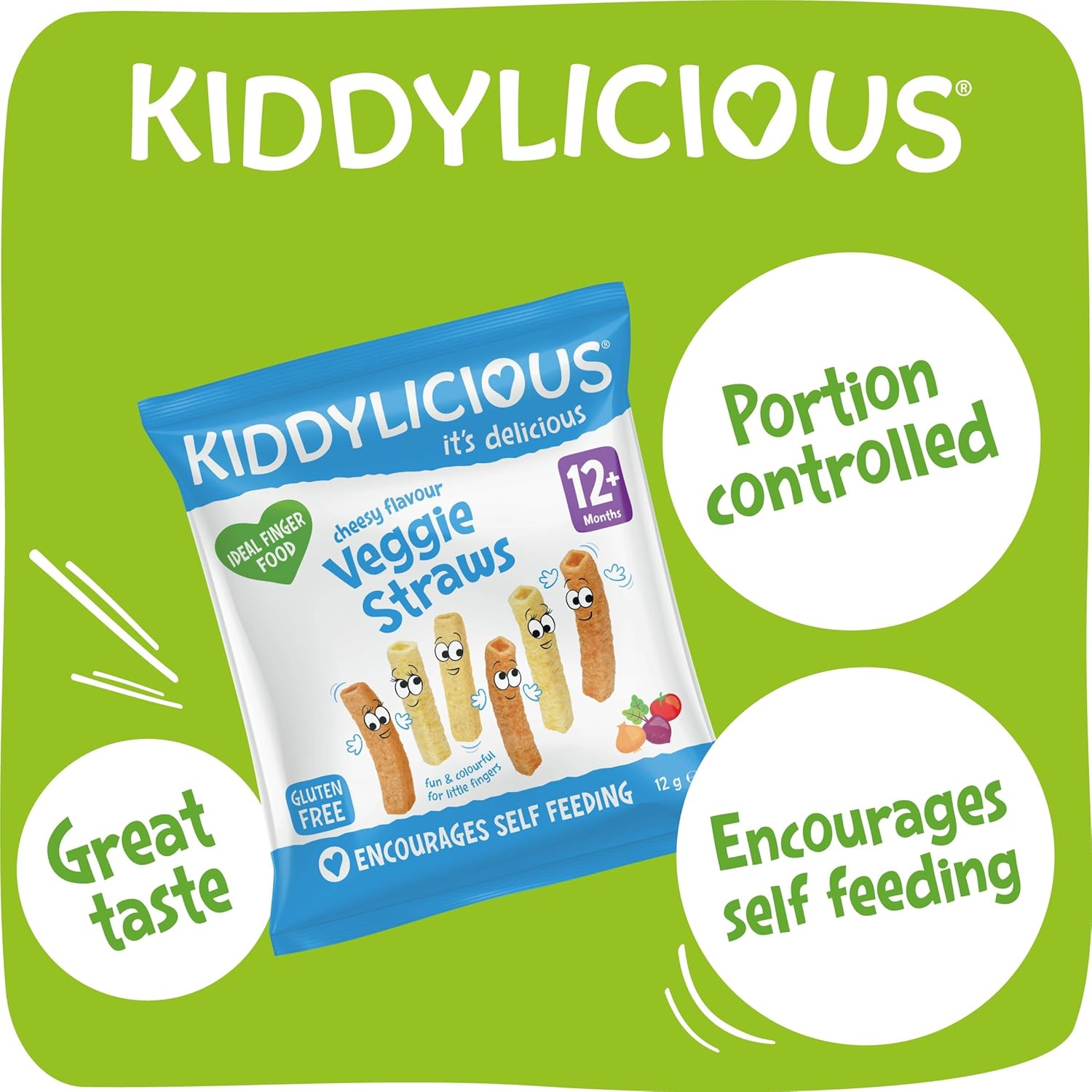 Kiddylicious - Cheesy Veggie Straws - Delicious Snacks for Babies - Suitable for 12+ Months - 4X12G - 48G image number 5