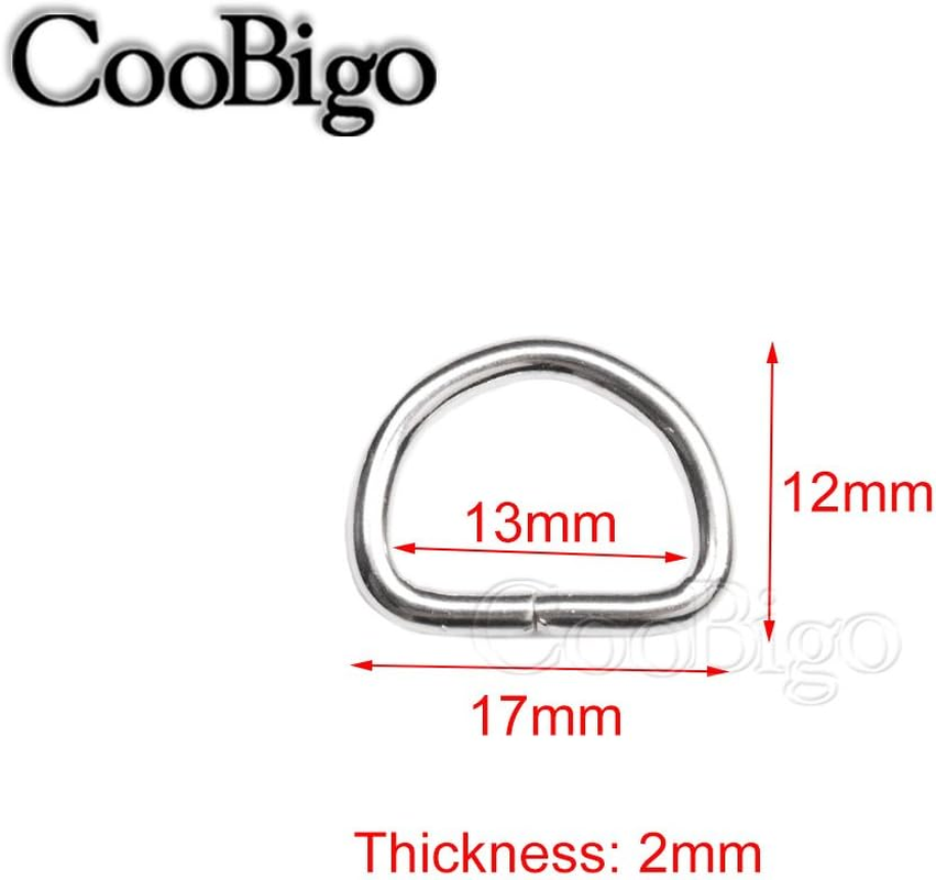 Coobigo 100 Pack 1/2" Dee Rings D-Ring Metal Buckle Strap Sewing Accessories FLQ051-E image number 2