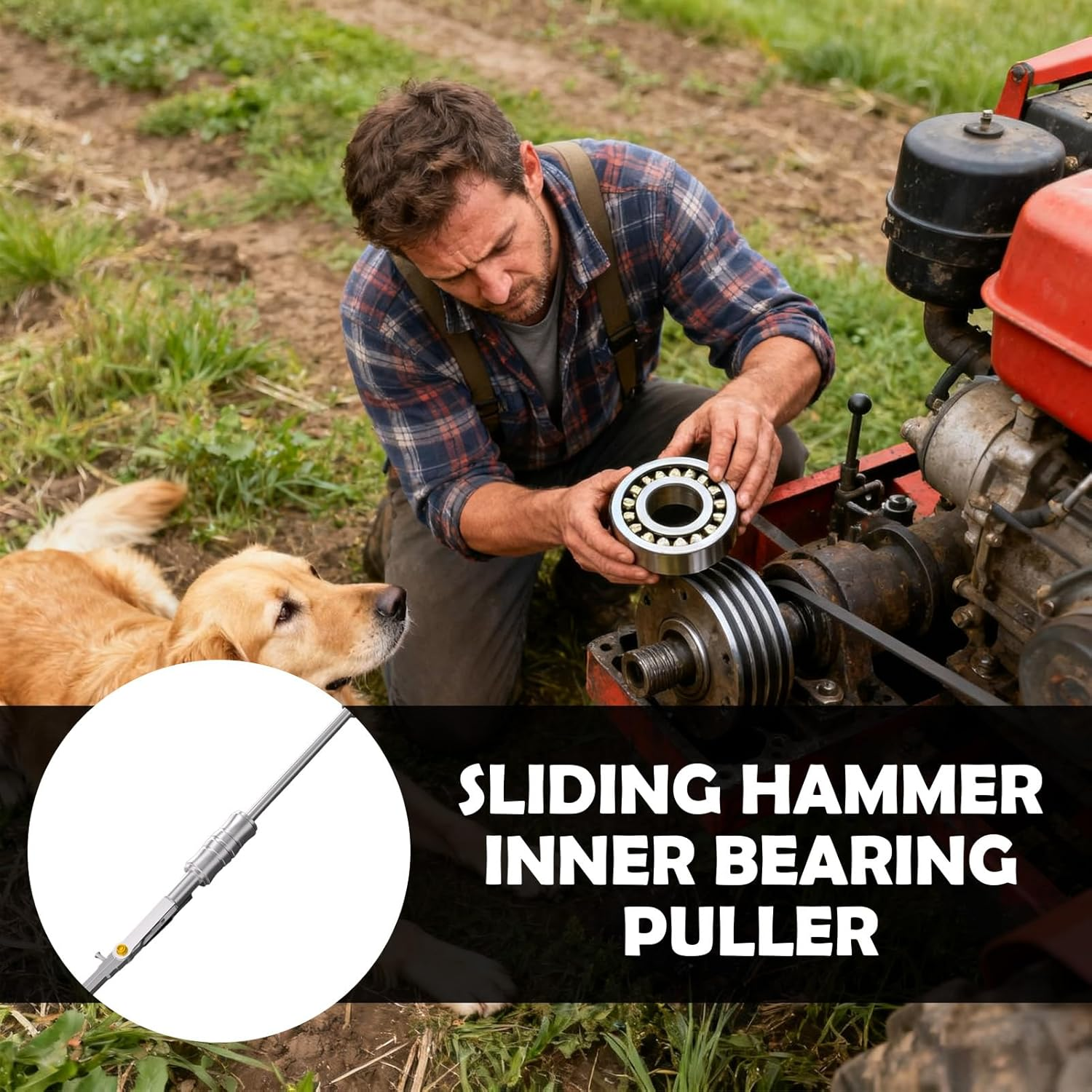 Zibeem Inner Bearing Puller,Heavy Duty Double Head Automotive - Bearing Puller for Tractor,For Automotive, Garage, Mechanic Workshop, Gear Installation, Shaft Extraction, Field Repair