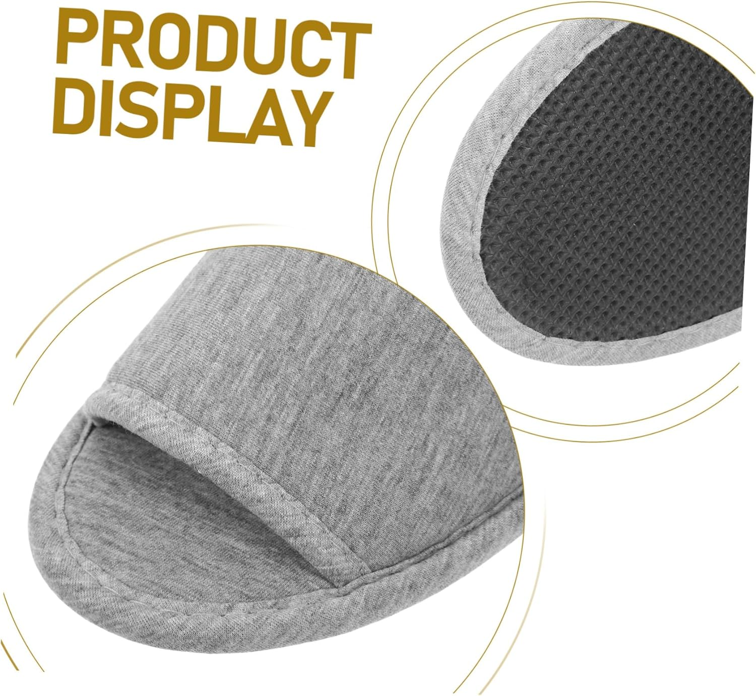 Healeved 2Pcs Lightweight Folding Travel Slippers Portable Open Toe Slippers for Home and Hotel Use EVA Sole Soft Knitted Cotton Upper Easy to Grey