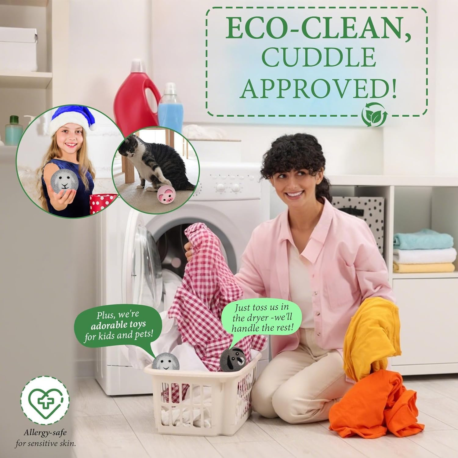 Wool Dryer Balls XL (6 Pack) &ndash; Eco-Friendly Reusable Laundry Balls, Softens Naturally & Reduces Drying Time with Storage Bag