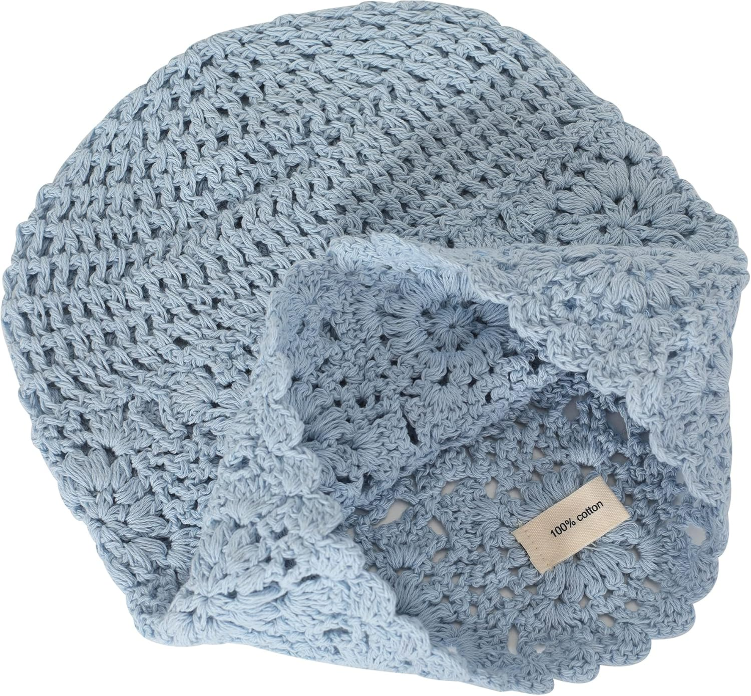 ZLYC Women Cotton Crochet Slouchy Beanie Hat Handmade Knit Cutout Summer Floral Skull Cap image number 6