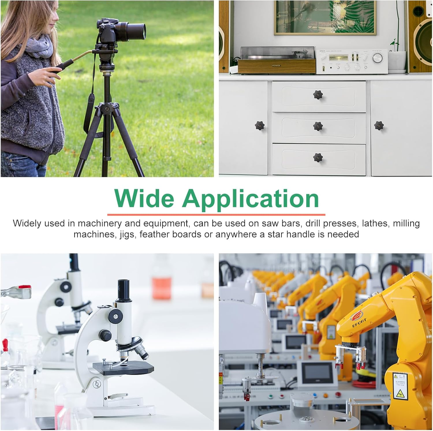 Mynoozi 10 PCS Star Knob M4 Black Plastic through Hole Knobs, Female Threaded Knob, Knobs Grip Handle for Machine Tool image number 6