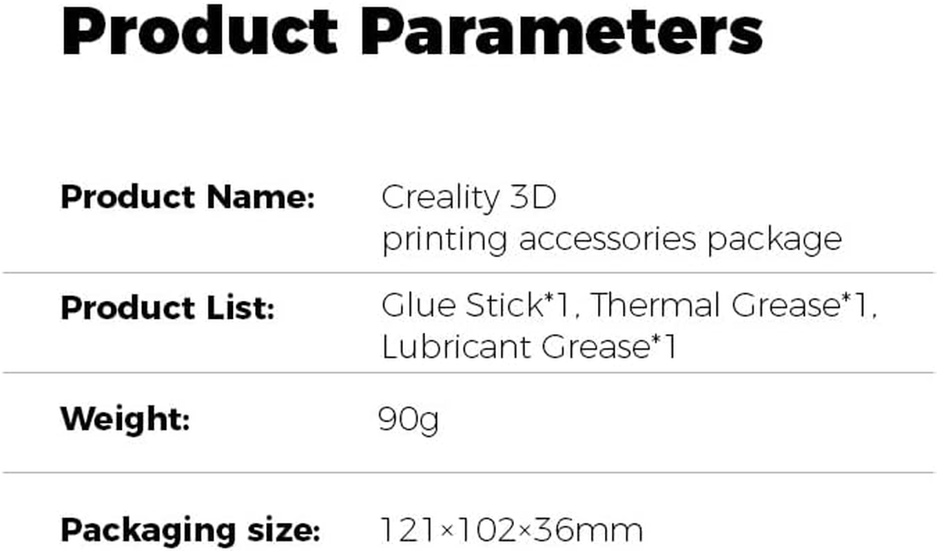 Creality 3D Printing Accessories Pack - All-In-One Maintenance Kit with Glue Stick (Build Plate Adhesion), Thermal Grease (High Conductivity), Lubricant (Noise Reduction) - 3D Print Tools/Accessories