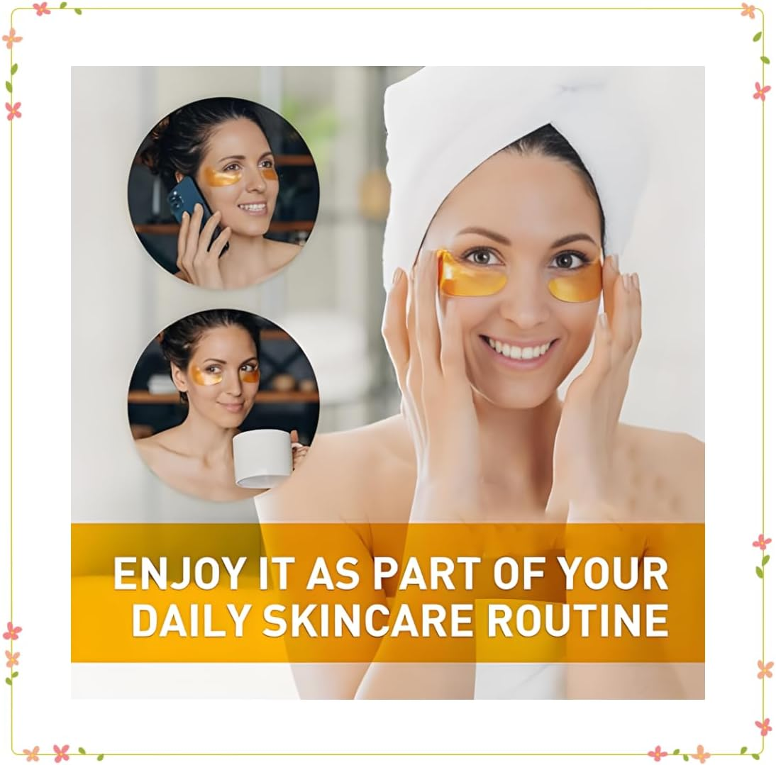 Gel Eye Mask Hydrating and Moisturizing Dark Circles,Travel Women Beauty Skin Care Eyes Gel. (24 Pairs, Gold) image number 1