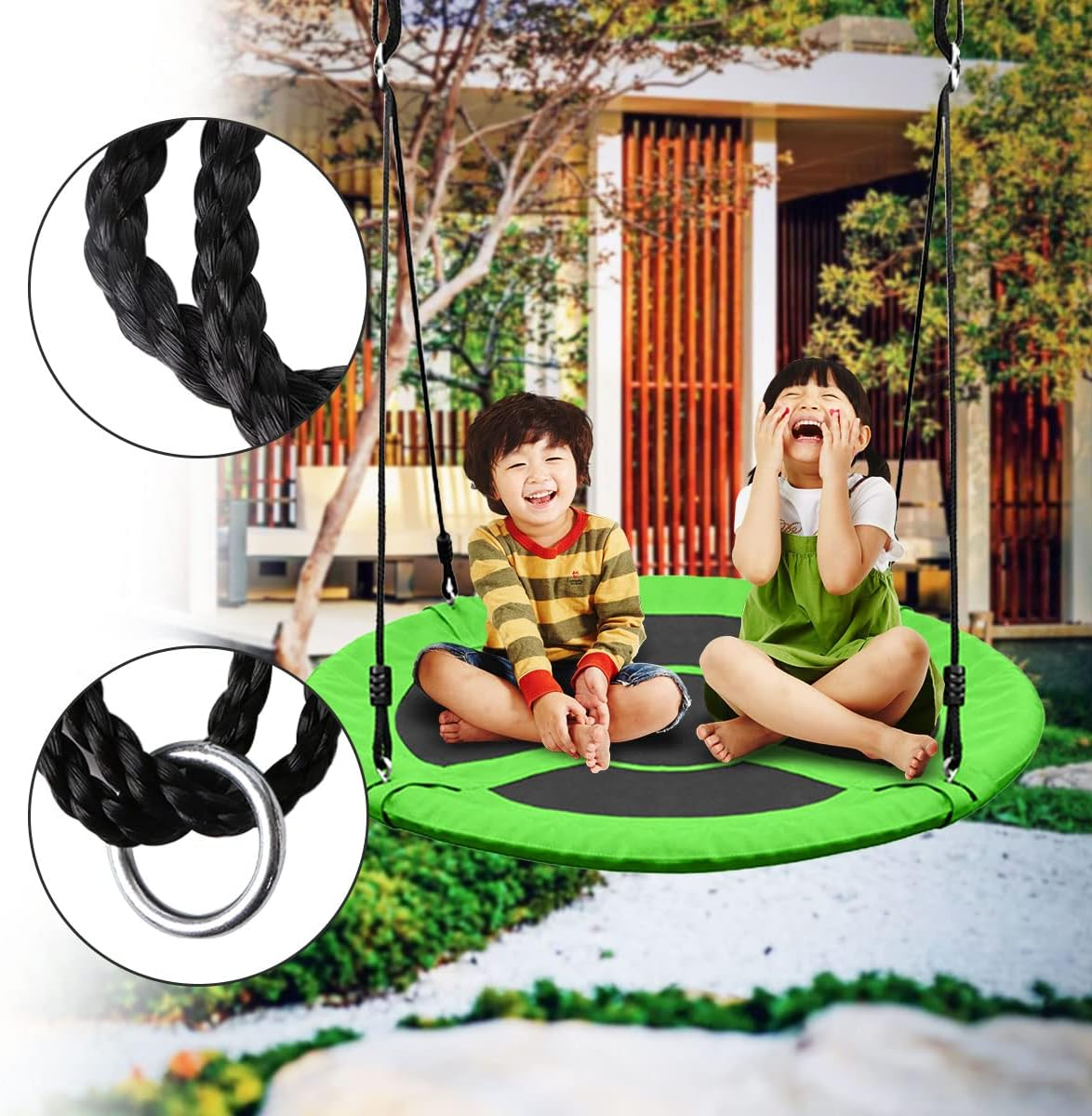 Kids Spider Web Tree Swing Net Swing Multi-Strand Ropes Support 660 Lbs 80 Inch Length Adjustable Platform Saucer Tree Hanging Swing Ropes for Replacement - Pack of 2 image number 2
