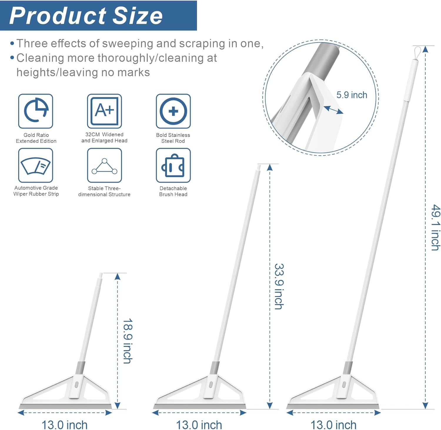 Magic Broom,Magic Scrub Broom, Broom Squeegee, Multifunction Magic Broom with Extension Iron Pipe Spraying Poles More Durable Water and Dust Remover Flex Silicone Broom Quick Drying image number 1