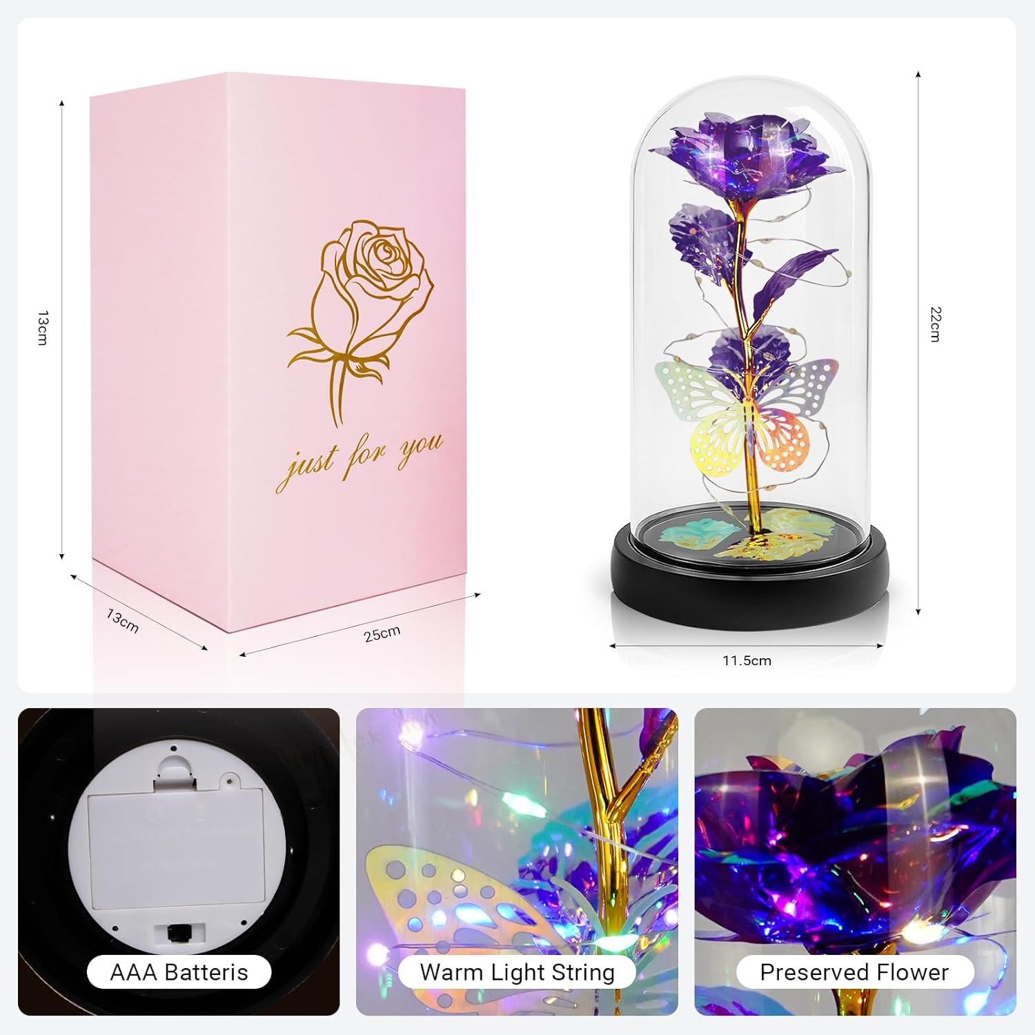 LIAN Rose Flower for Women, Forever Rose Flower Lamp, Mothers Day Flowers for Mom, Birthday Gifts Women, Rose Gifts. Valentine'S Day, Mother'S Day, Christmas, Anniversary, Birthday Gifts. image number 1