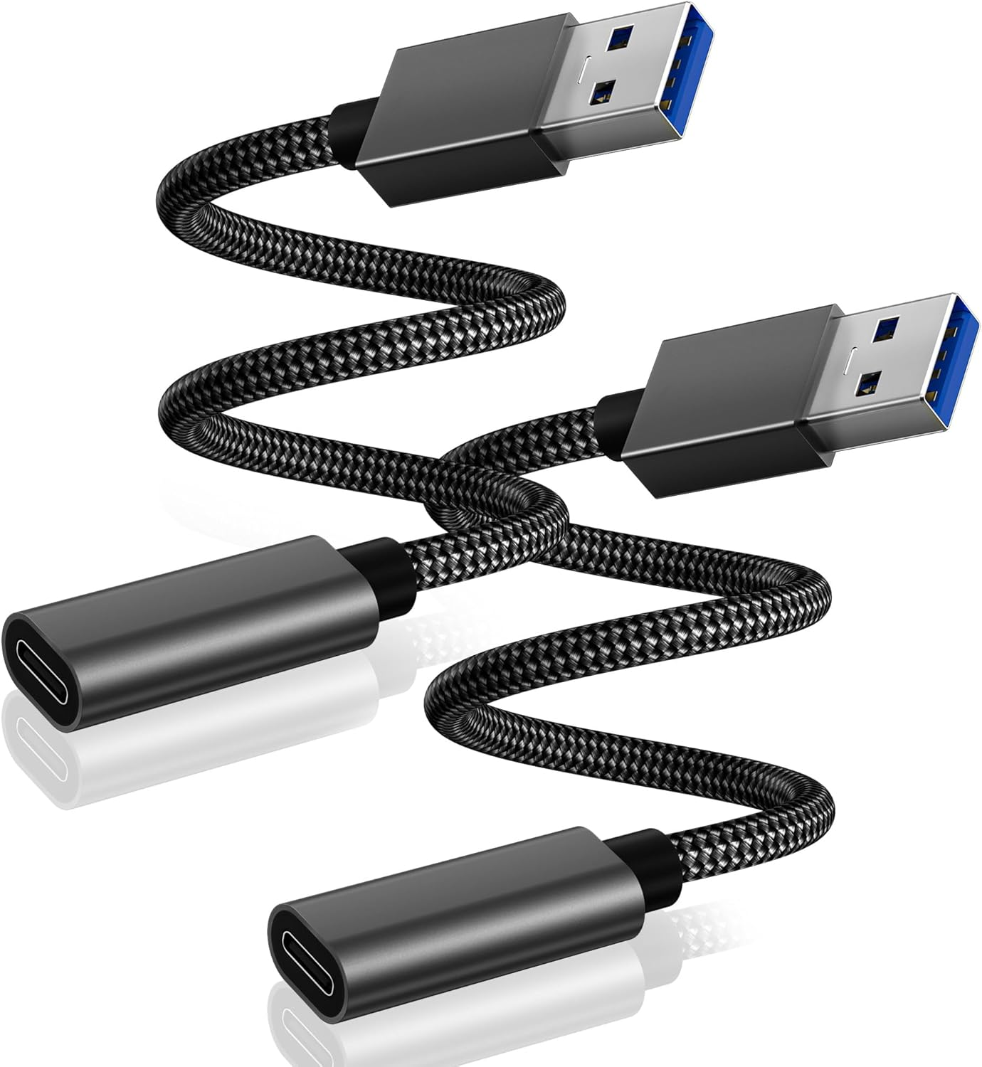 Basesailor USB 3.0 to USB C Adapter 0.2M/2Pack,Type C Female to USB a Male Cable for New Iphone 17 16 15 14 13 Pro Max Air Car Charger,5Gbps 3.1 Type C Converter for Ipad Mini,Samsung Galaxy S25 S24