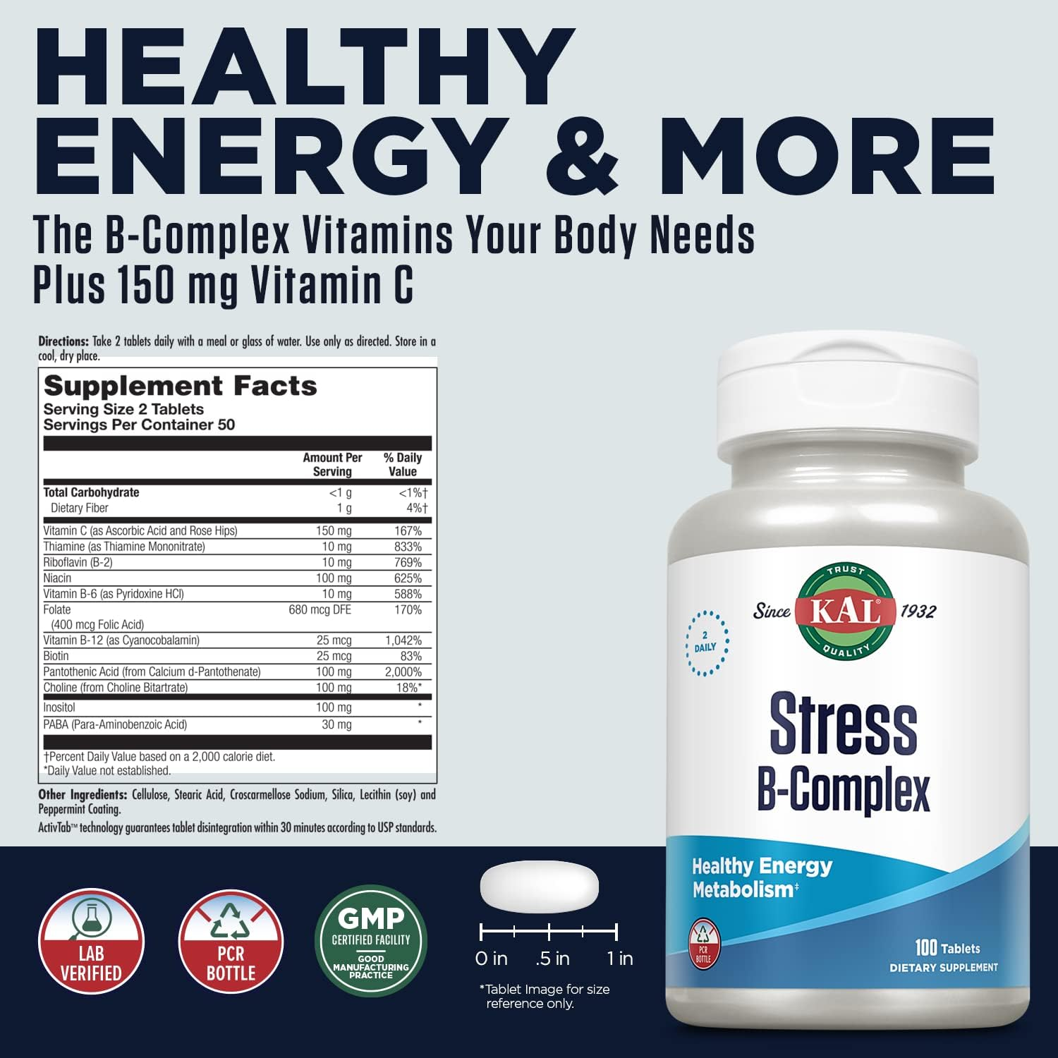 KAL Stress B Complex, 100 Count image number 4