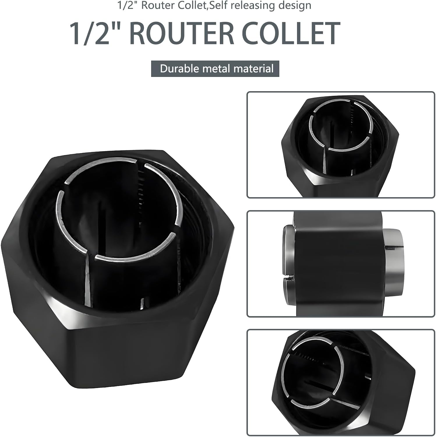 1/2" and 1/4" Router Collet for Dewalt DW621 DW616 DW618 Dw622 Dw626 Router, for Bosch 1617, 1617EVS, 1618, 1618EVS, 1613, 1613EVS, 1613AEVS Router Part No. 326286-03, 326286-04, 2610906283,2610906284 image number 4