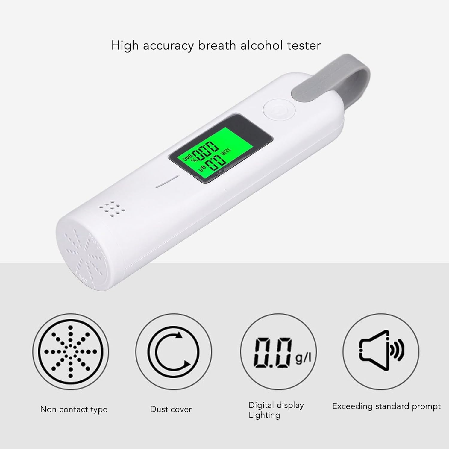 Breathalyzer, Portable Breath Alcohol Tester with Quick Response, Wireless Drunk Analyzer Alcohol Detector for Home (Black) (White) image number 1