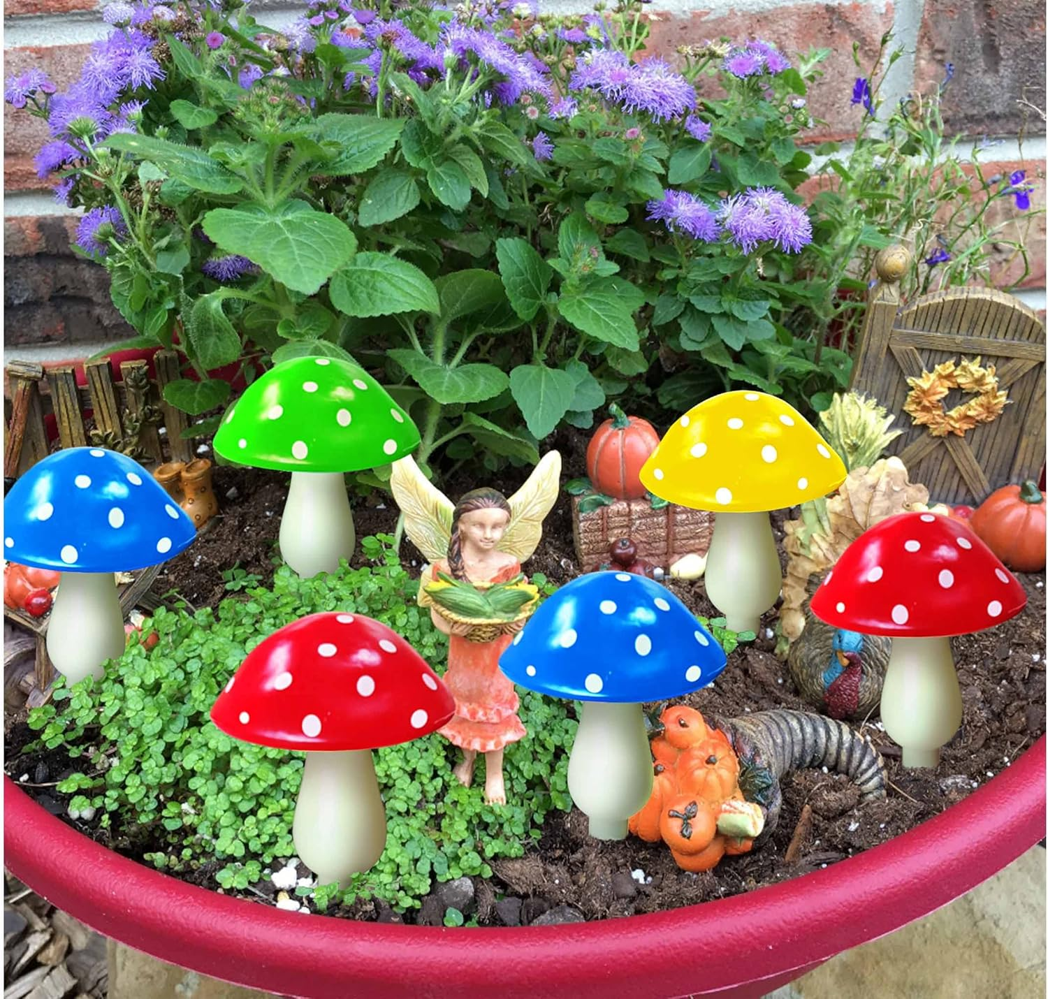 Homeleo Upgraded 8-Pack Solar Mushroom Lights for Outdoor Yard Decor, Waterproof Multi-Colored Garden Mushroom Lamp, Solar LED Fairy Lights for Backyard, Thanksgiving, Christmas, Halloween Decorations - Multi-Colored image number 4