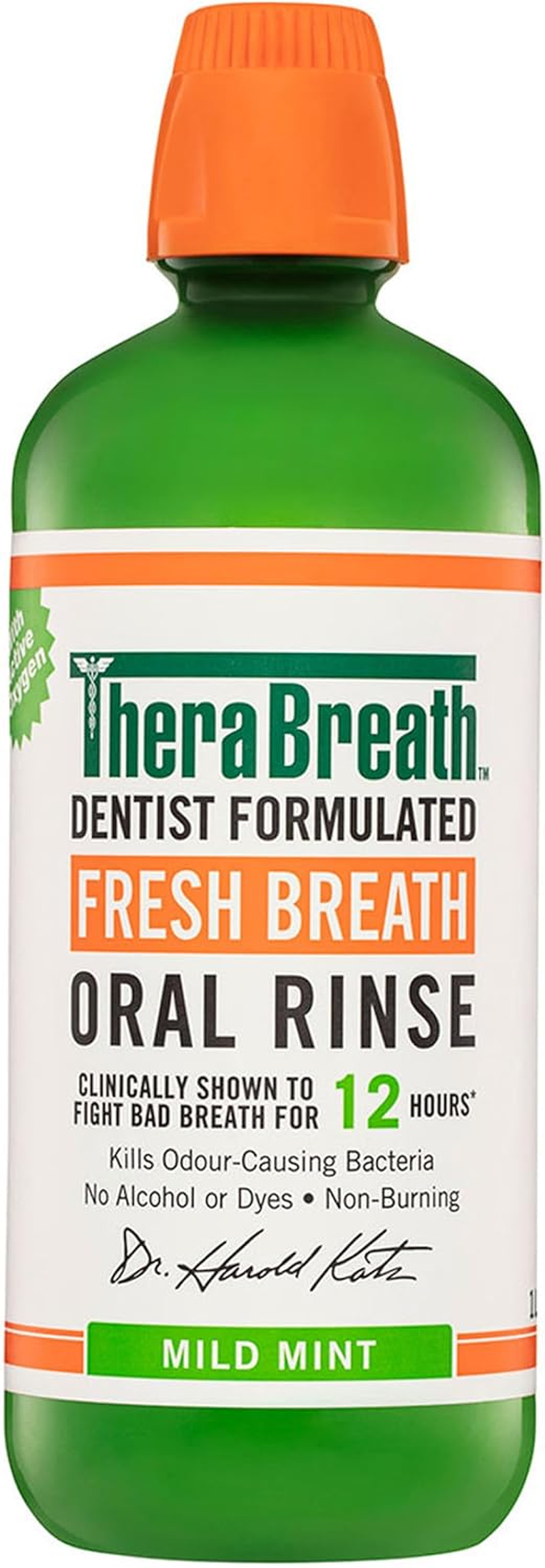 Therabreath Fresh Breath Mouthwash, Mild Mint Flavor, Alcohol-Free, 1 Liter