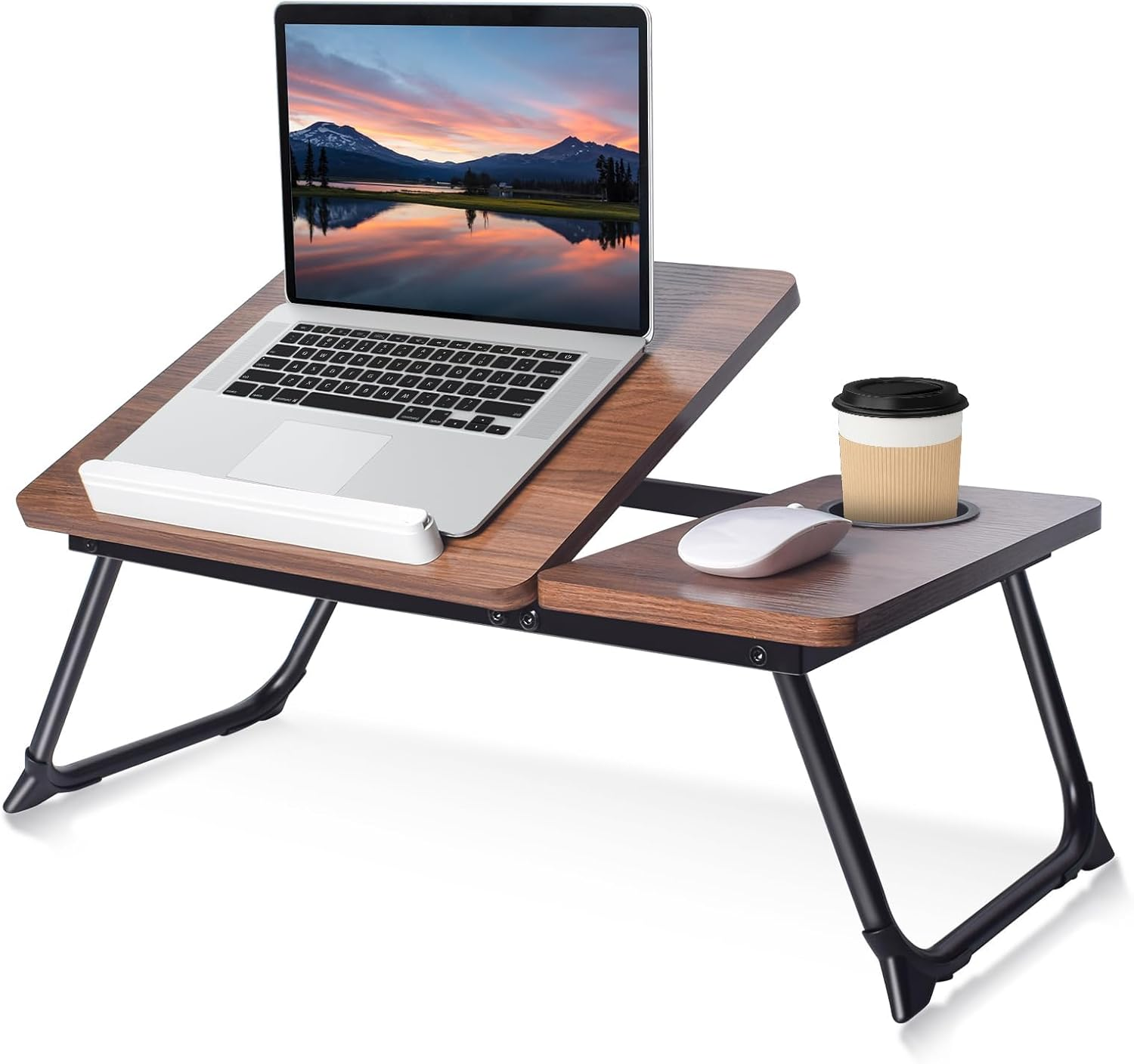 Laptop Table on Bed, Convenient 5-Speed Adjustable Folding Bed Table, Laptop Lap Table, Tray Table Is Suitable for Working, Reading, Writing, Eating and Playing Games on the Bed, Sofa and Floor. image number 2