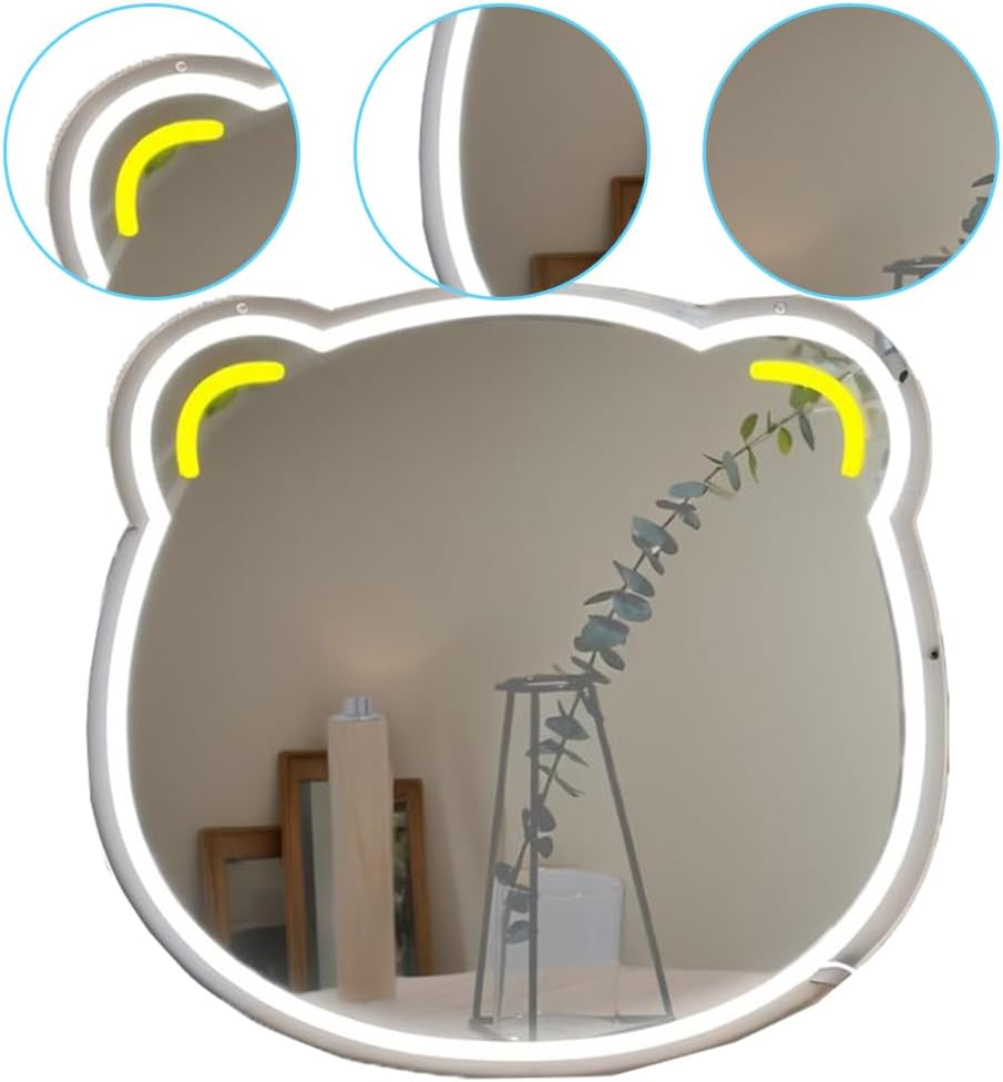 Bear-Shaped Light Makeup Mirror with Led Lighting, Durable Acrylic Vanity Mirror, Makeup Mirror Neon Sign Room Decor, for Room Decor with Lights Teen Girl Gifts image number 1
