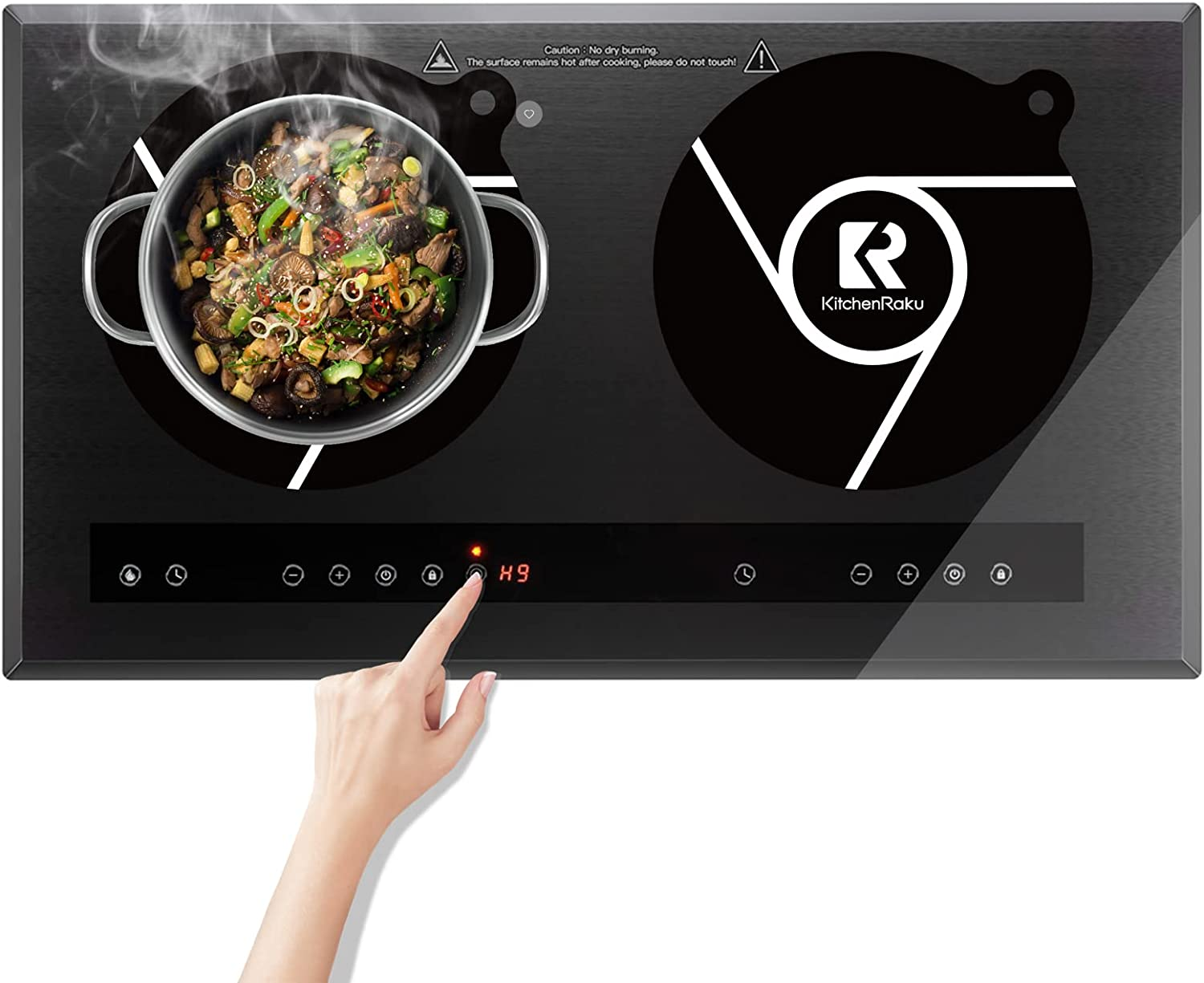 2 PCS Induction Cooktop Mat - Induction Hob Protector- (Magnetic) Cooktop Scratch Protector - for Induction Stove ,Multifunctional Silicone Mats - for Air Fryer Liners by Kitchenraku (20Cm, Black)