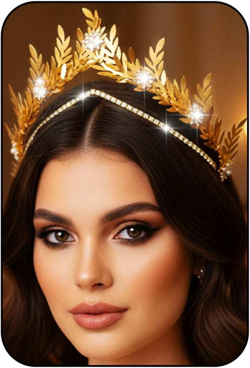 Fashband Leaf Headband Gold Rhinestone Headpiece Flower Hair Accessories for Women image number 5