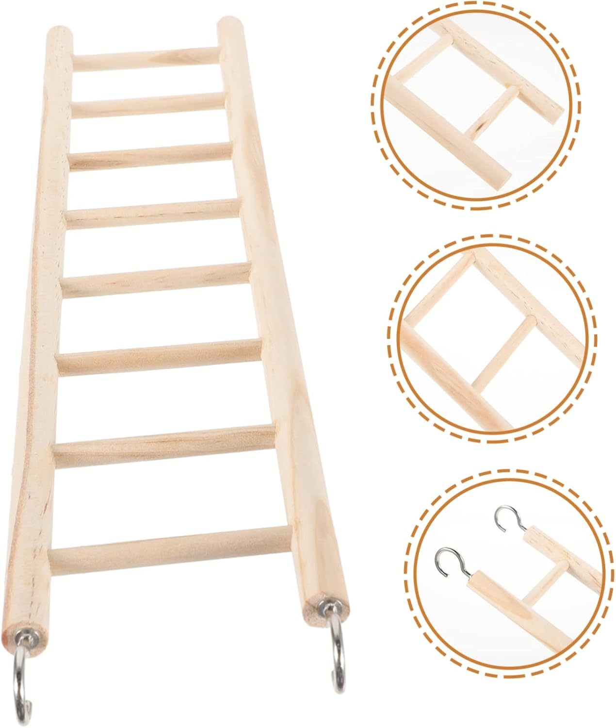 Ibasenice Wooden Parrot Ladder for Cage Hanging and Climbing 14.8 Inch Bird Toy Multiple Steps for Budgerigar and Cockatiel Play image number 6