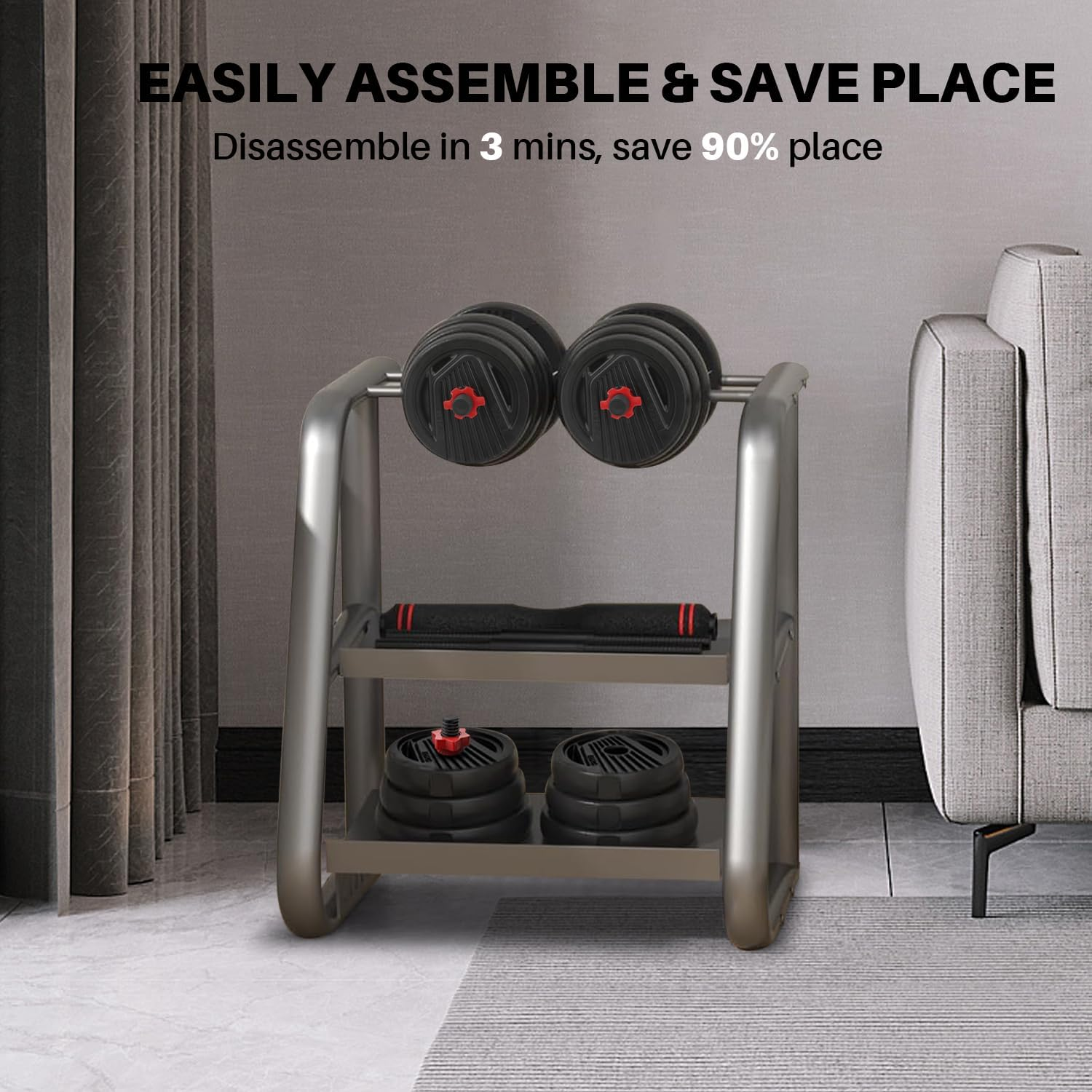 Yildue Adjustable Dumbbells Set,Free Weights Set with Connector,4 in 1 Dumbbells Sets Used as Barbell/Kettle Bells/Push up Stand,Fitness Exercises for Gym Equipment Home Workout for Women/Men