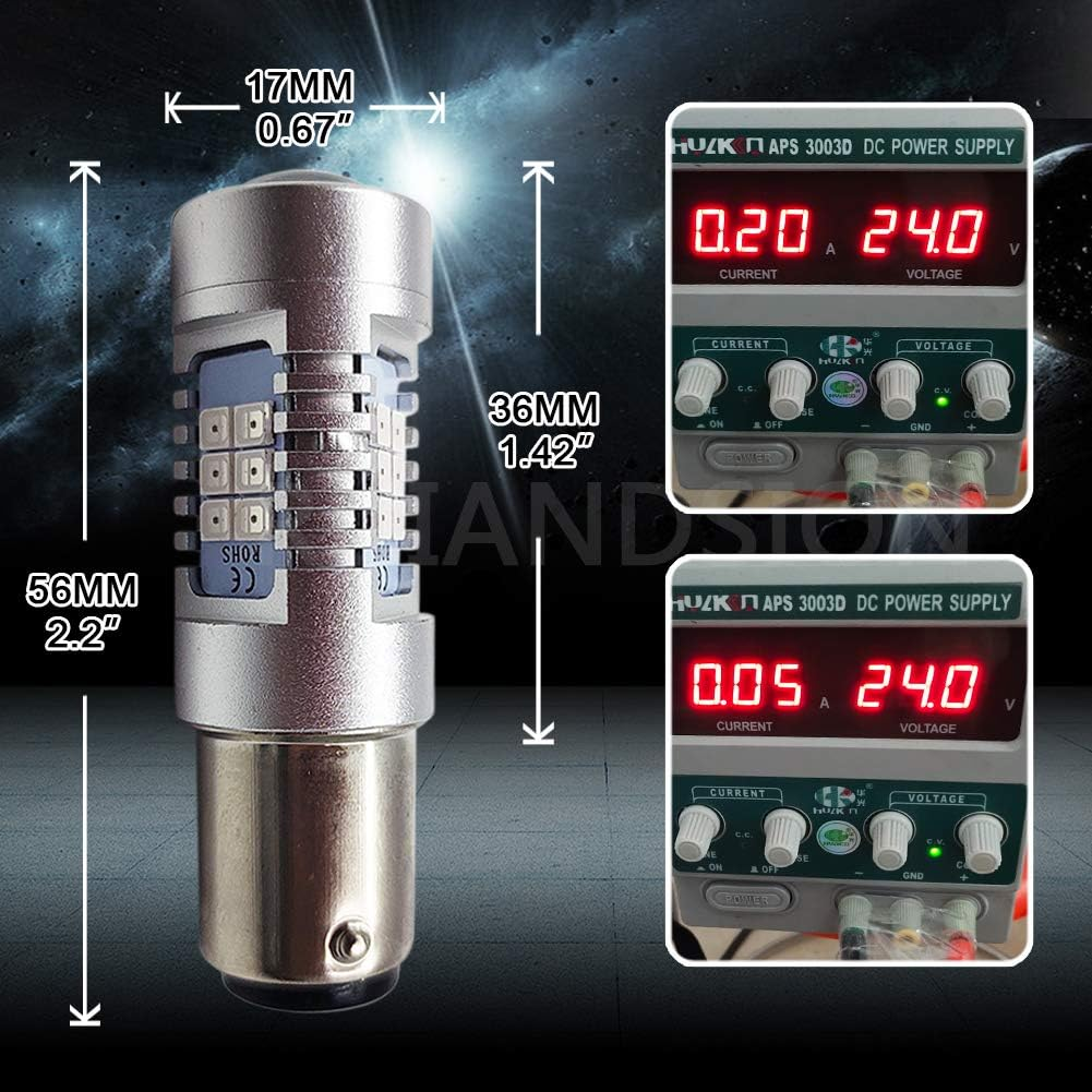 Ruiandsion BAW15D LED Bulb Red PR21/5W S25 High/Low Beam LED Bulb 12-24V 2835 21SMD for Backup Reverse Brake Tail Lights (Pack of 2) image number 5