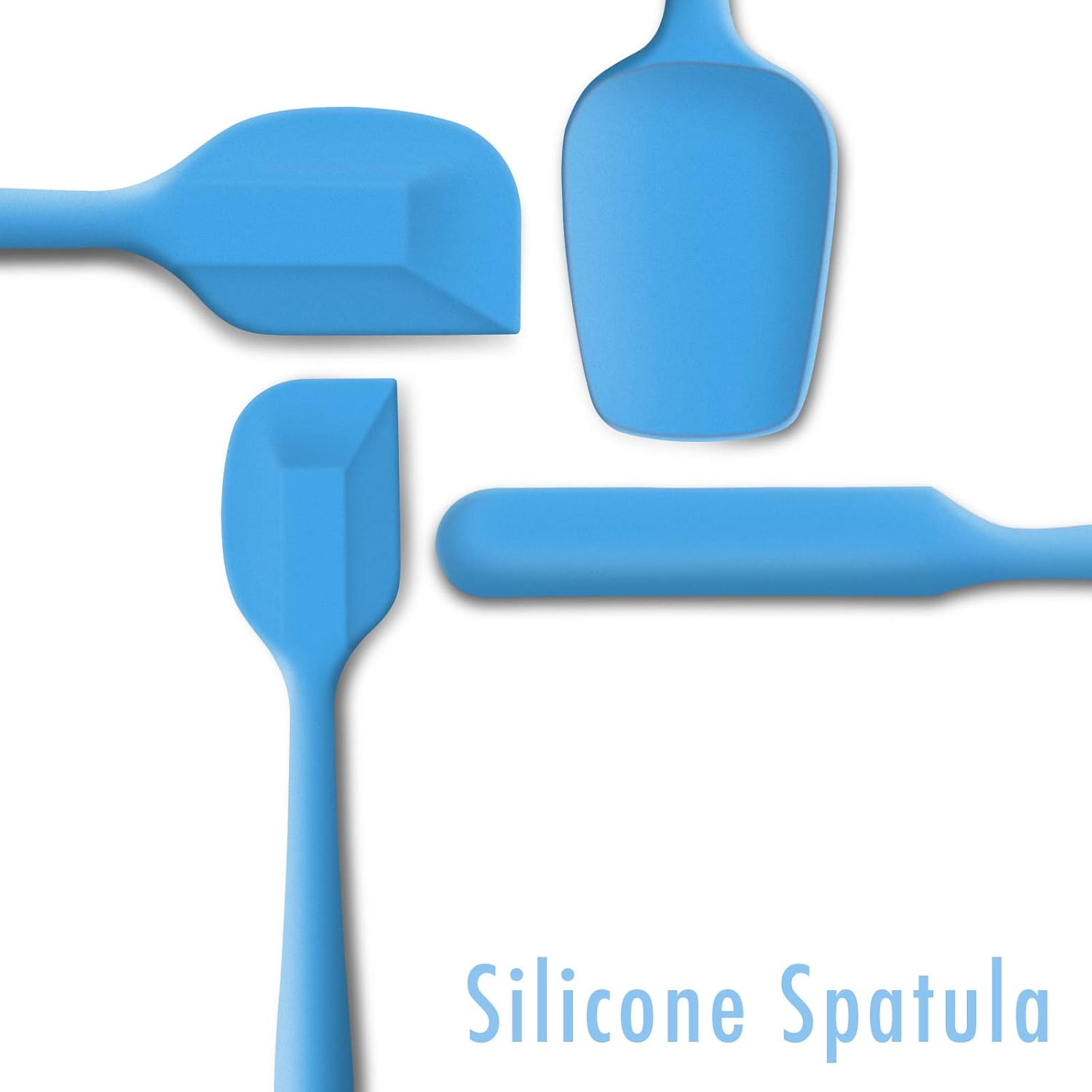 Non-Stick 3-Piece Silicone Spatula Set, High Heat-Resistant Good Grips Rubber Spatulas with Stainless Steel Core, Blue image number 1