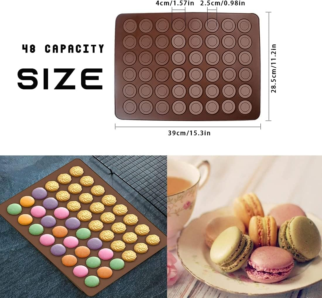 2 PCS 48 Capacity Macaron Silicone Baking Mat Baking Sheet Muffin DIY Chocolate Cookie Mould (2Pcs 48Capavity) image number 1