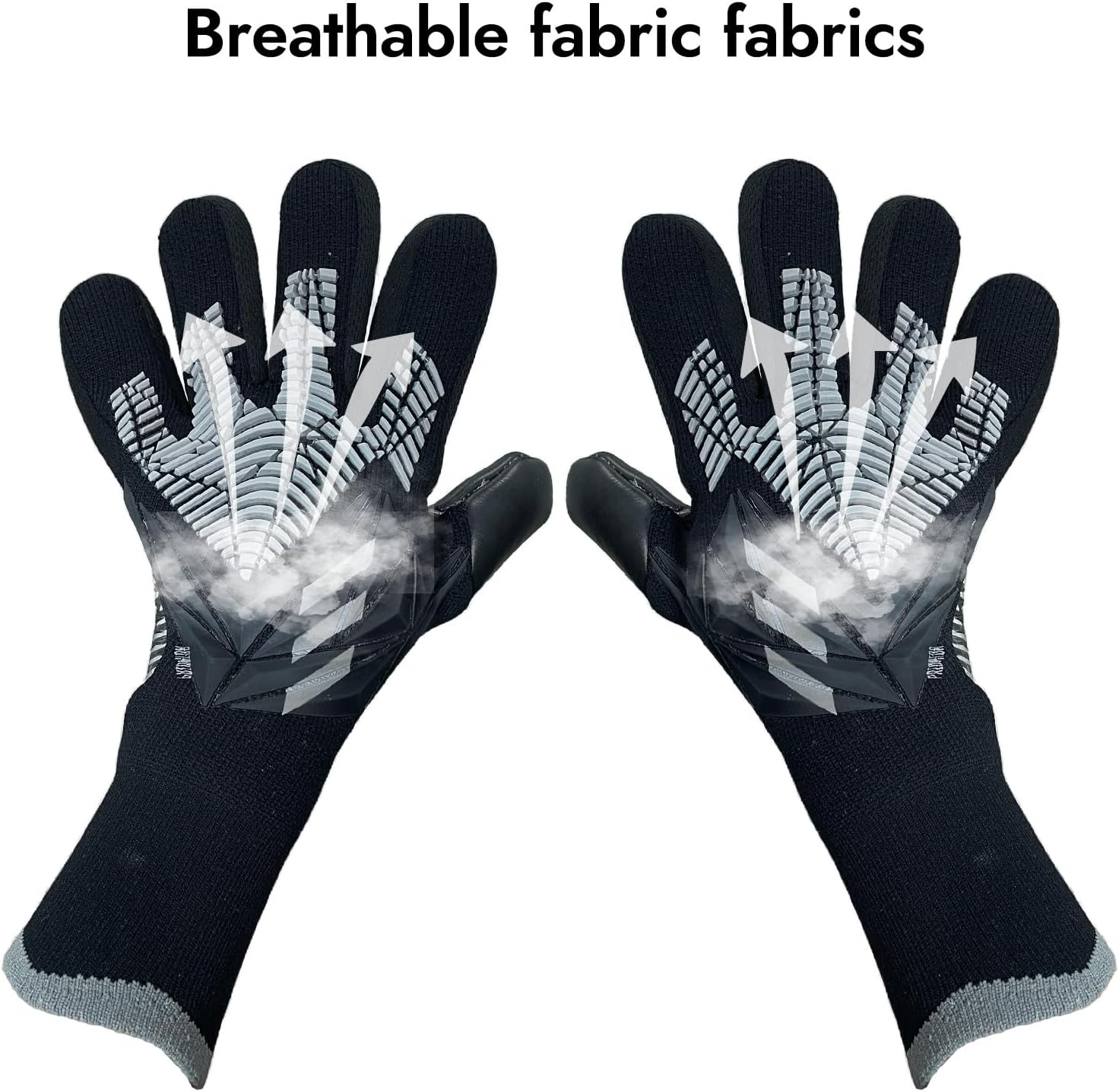 ZEZELIFE Football Goalkeeper Gloves, Soccer Goalie Gloves Kids Boys Children Youth Adults, Gloves anti Slip, Full Finger Breathable Mesh Self Adjustable Wrist Sports Soccer Gloves Black image number 3