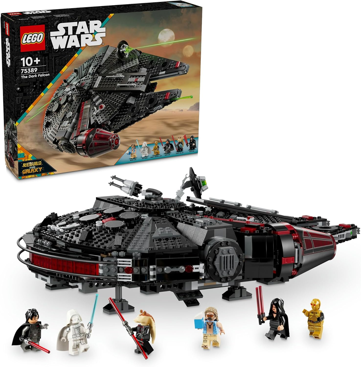 LEGO&reg; Star Wars&trade; the Dark Falcon Model Kit (1579 Pcs) Vehicle Building Set for 10 plus Year Old Boys, Girls & Fans, Kids Toy with 6 Minifigures, Accessories Including Lightsabers & Starship 75389 image number 3