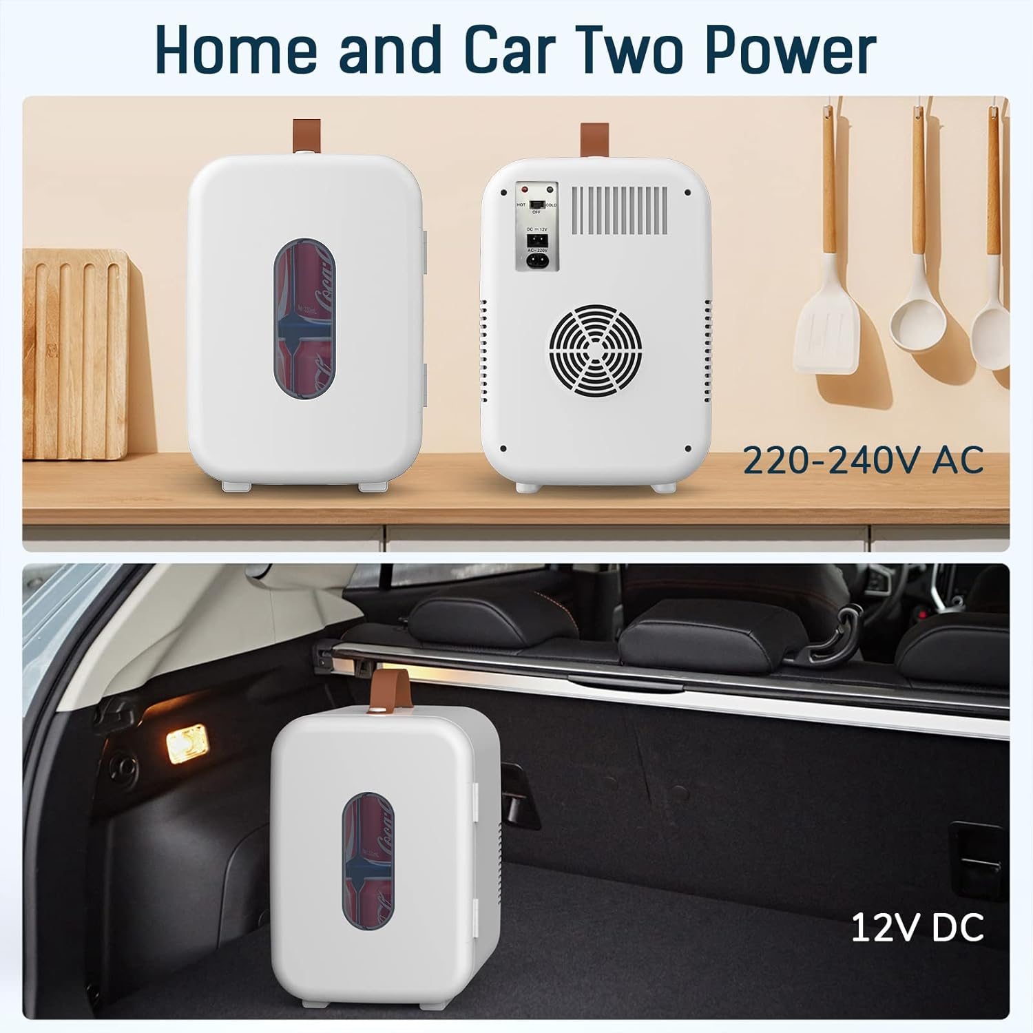 ADVWIN Mini Fridge, 10L Portable Mini Refrigerator Personal Small Fridge Cooler, 12V Compact Car Refrigerator, White