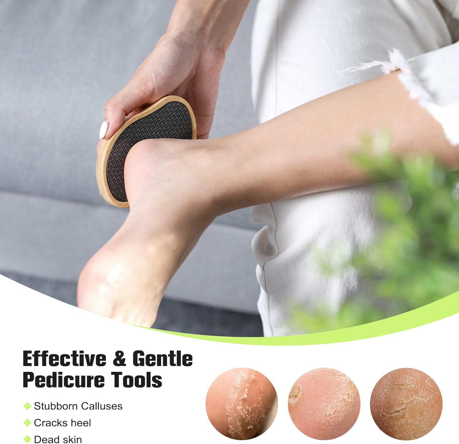 FERYES Glass Foot File Callus Remover with Bamboo Handle - Nano Glass Foot Scrubber for Dead Skin Pedicure File - Your Path to Silky, Smooth Feet image number 4