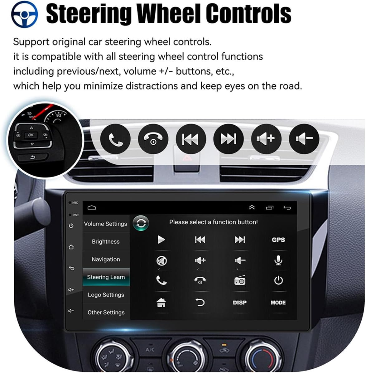 Double Din Car Stereo Compatible with Wireless & Wired Apple Carplay and Android Auto, 7 Inch Android 11 Car Radio Receivers, Bluetooth, Backup Camera, Mirror Link,Gps/Wifi/Usb, FM/RDS Radio image number 2