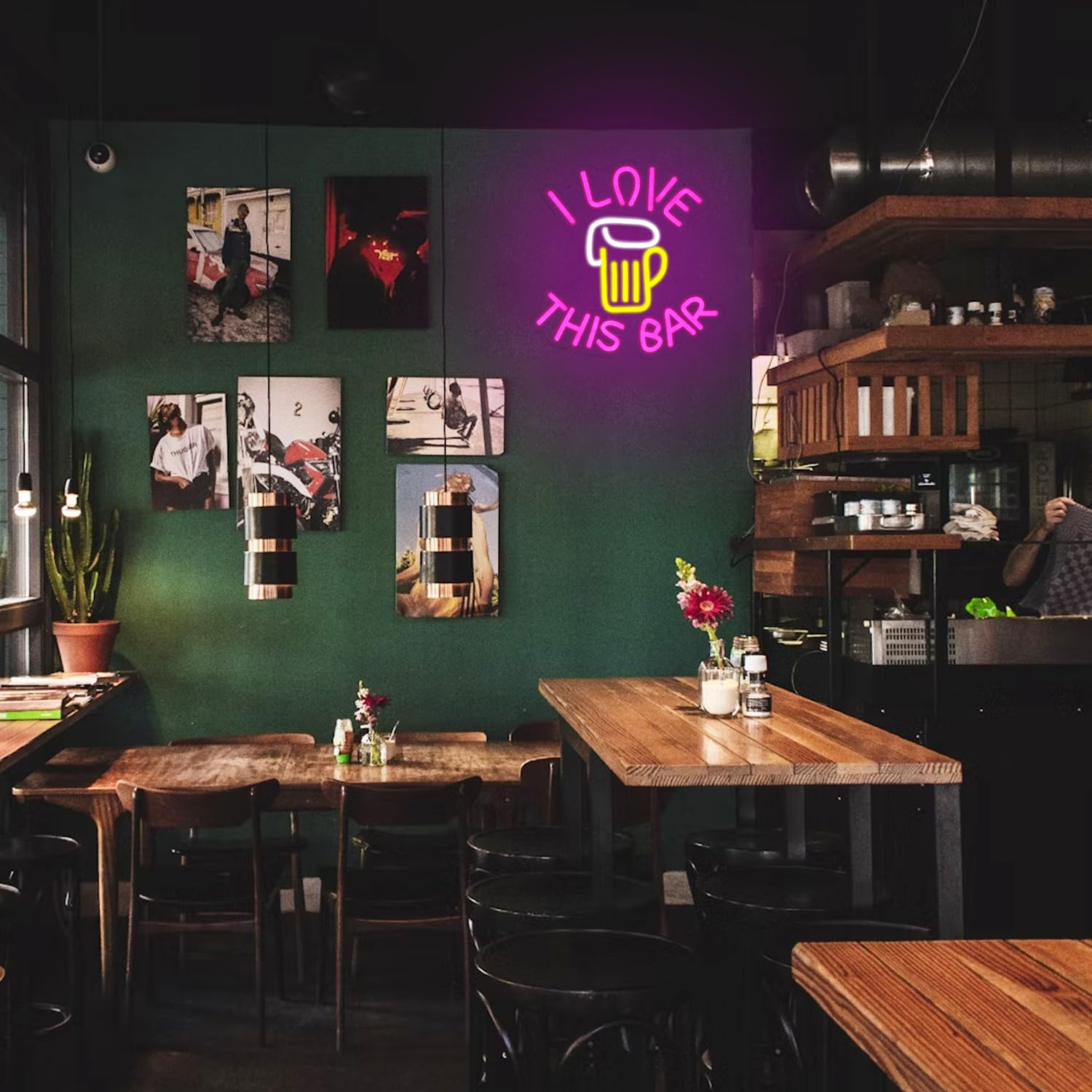 LMSIGNLY I Lovethis Bar Neon Sign for Wall Decor Beer Neon Light Man Cave LED Sign Pink Letter Neon Light Sign Beer Glass LED Light Bar Sign for Home Bedroom Club Pub Party Business Ceremony image number 3