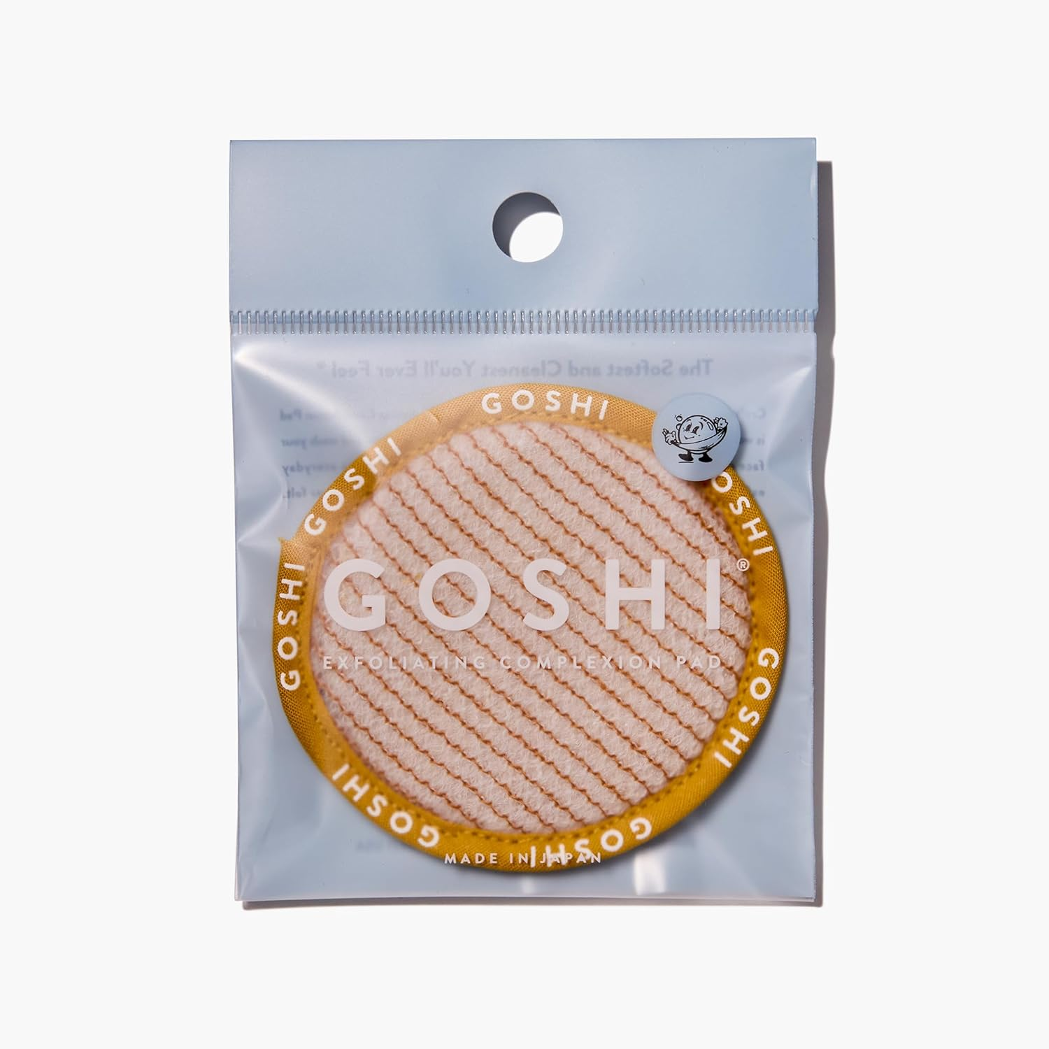 GOSHI Complexion Exfoliating Pads - Reusable, Quick Dry & Soft, for All Skin Types - Yellow - Made in Japan